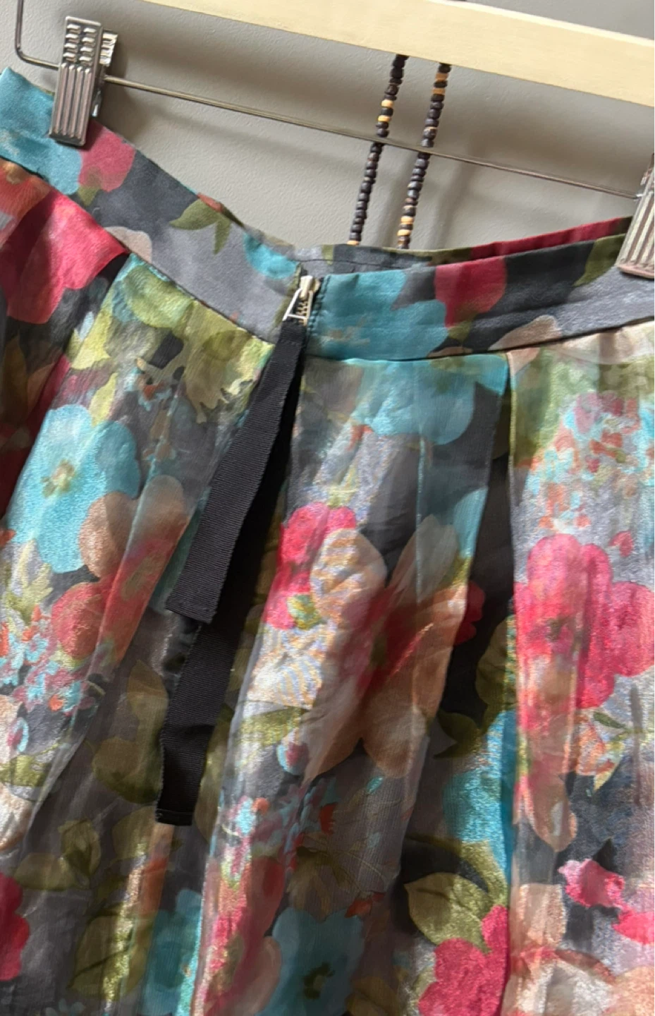 Sheer Floral Pleated Midi Skirt - photo 2