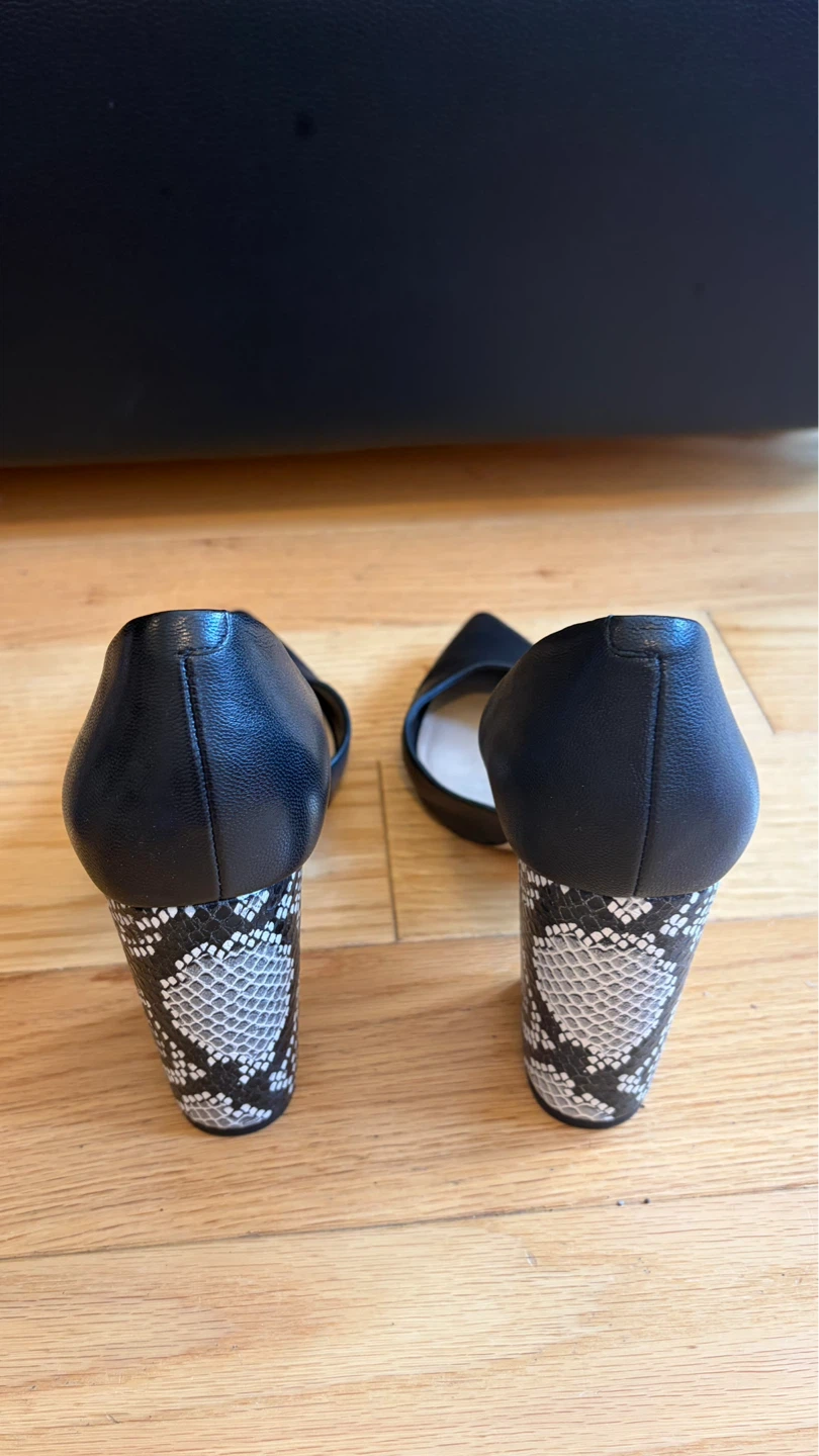 ALDO Black D'Orsay Pumps with Snake Print Heels - photo 2