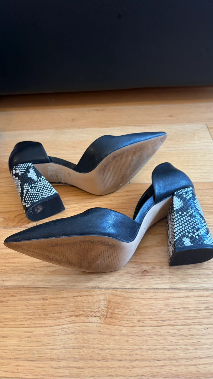 ALDO Black D'Orsay Pumps with Snake Print Heels - photo 5