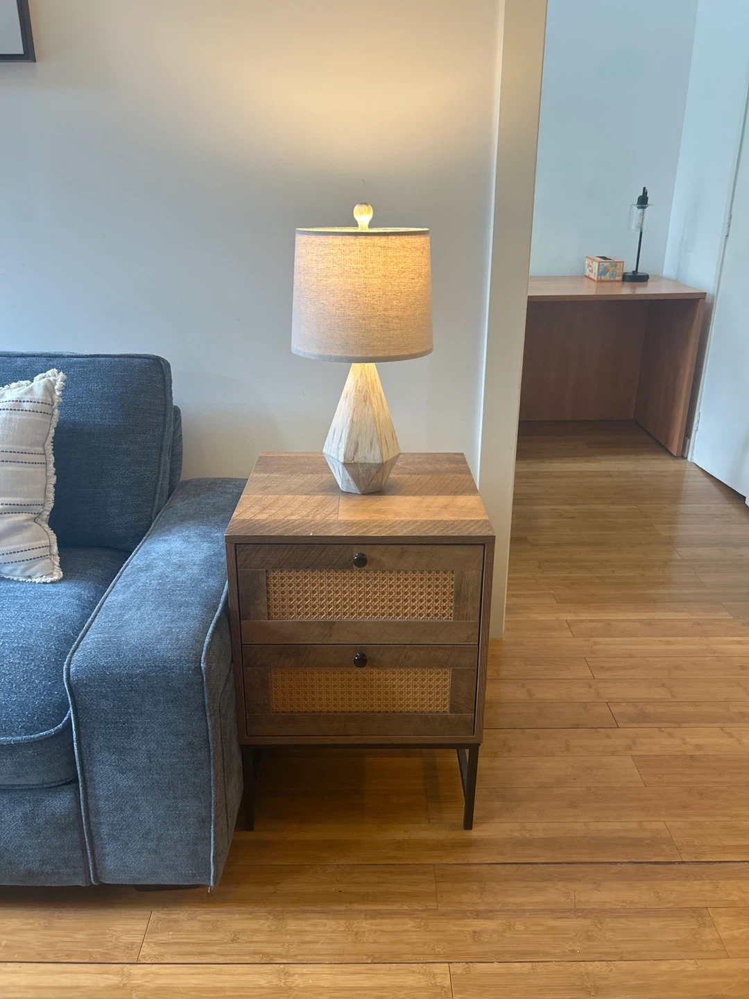Sofa with storage, coffee table, end table, lamp - photo 3