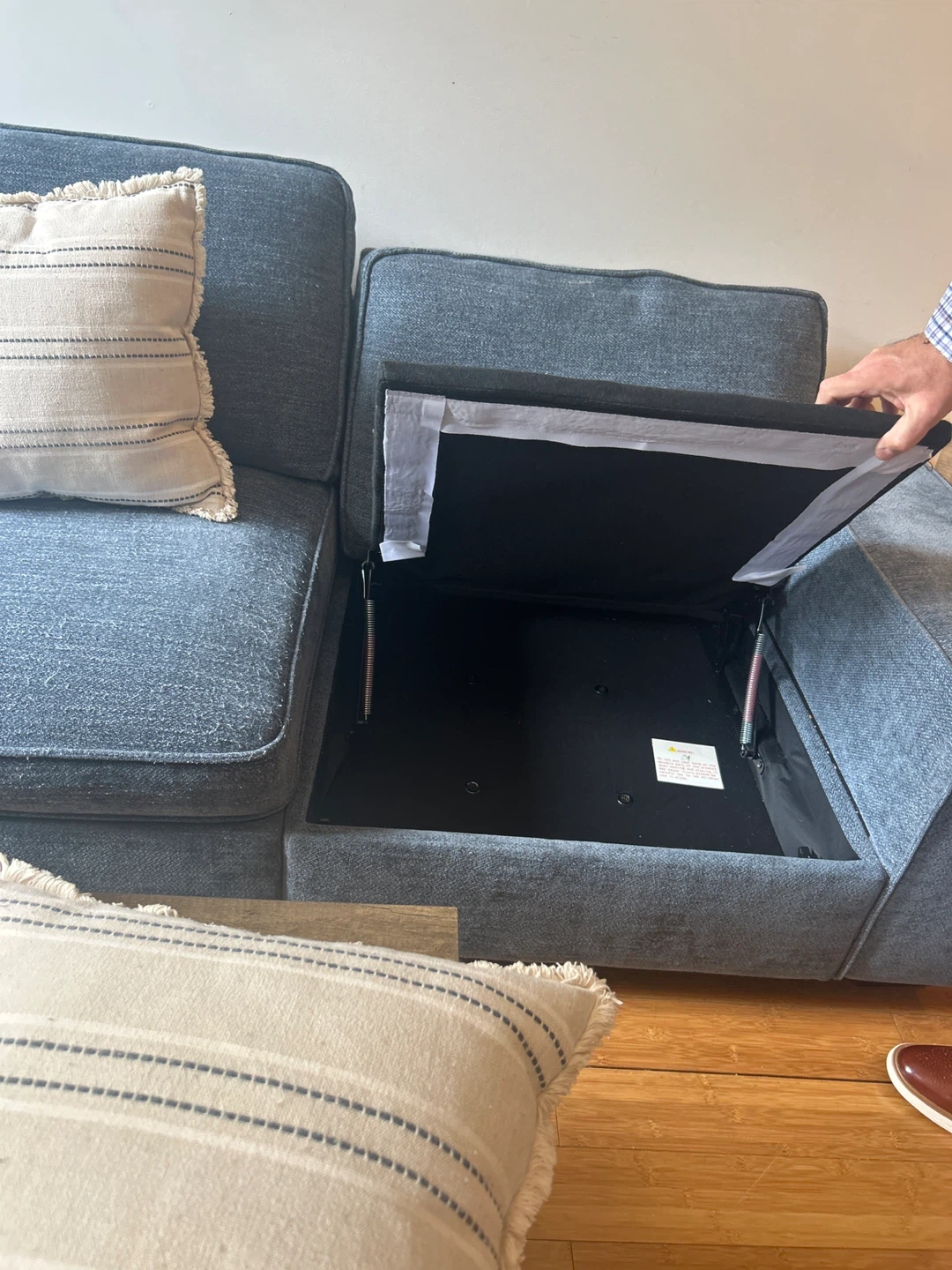 Sofa with storage, coffee table, end table, lamp - photo 4