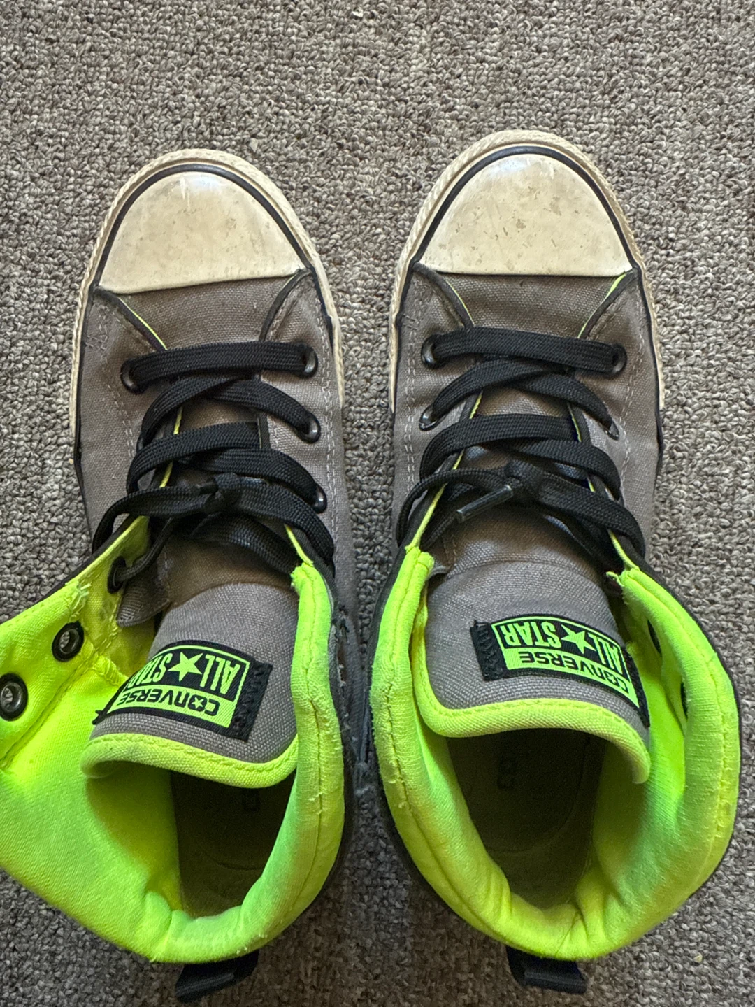 Converse All Star Junior High Top Sneakers - Grey/Neon