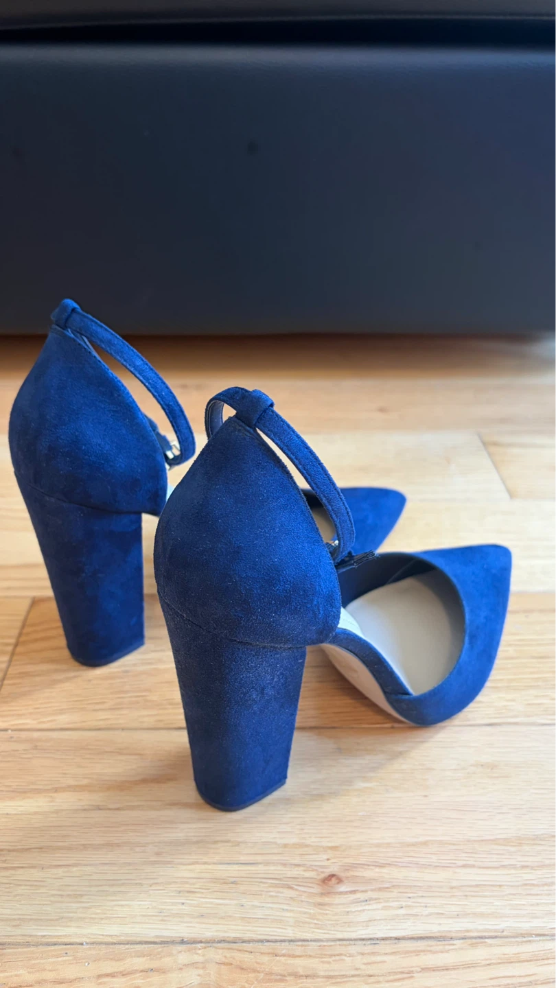ALDO Navy Suede Block Heels with Ankle Strap - photo 2