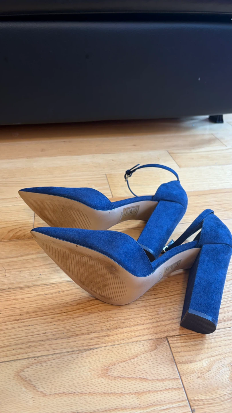 ALDO Navy Suede Block Heels with Ankle Strap - photo 3
