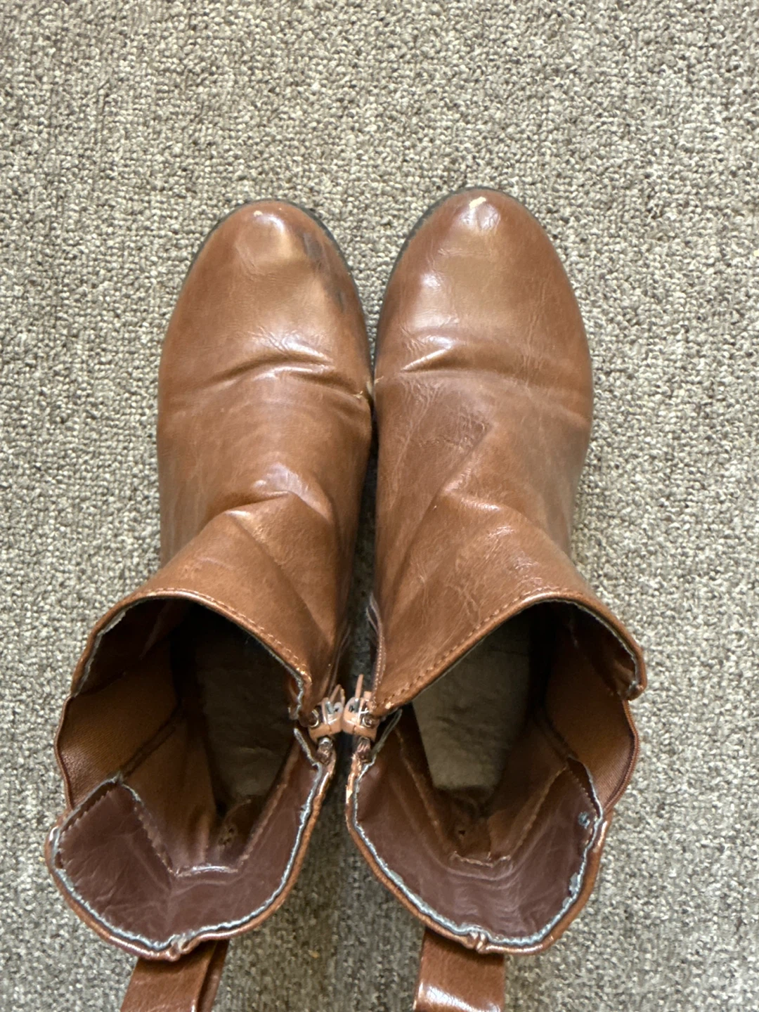 Ardene Brown Faux Leather Ankle Boots Size 6