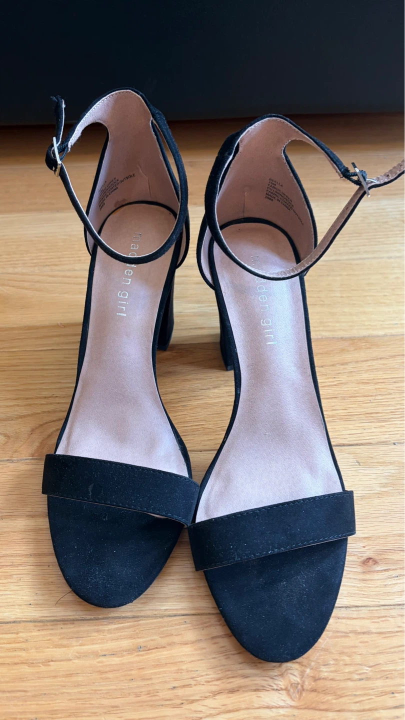 Madden Girl BELLA Black Suede Block Heels - Size 10M - photo 2
