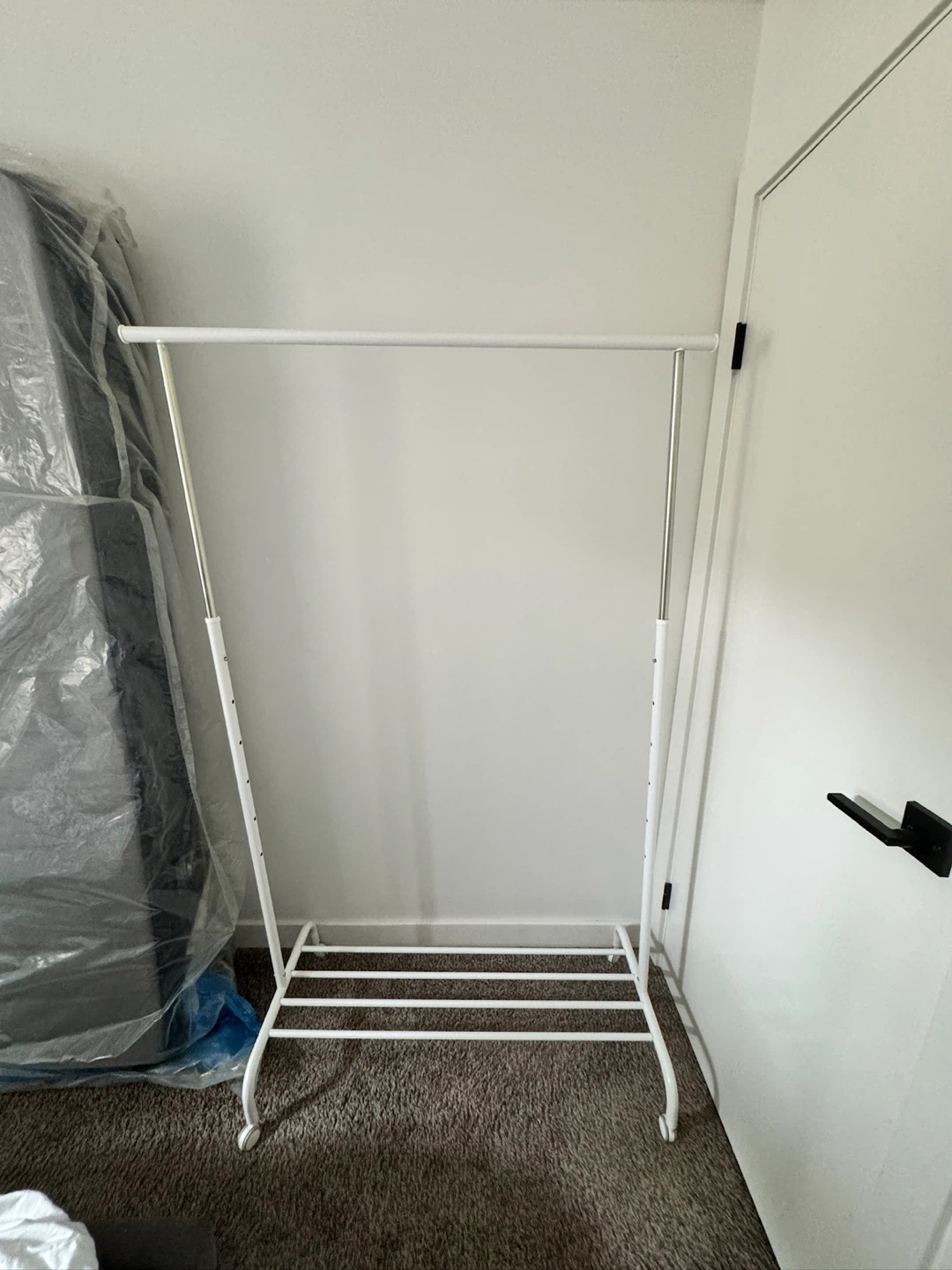 White Garment Rack with Wheels