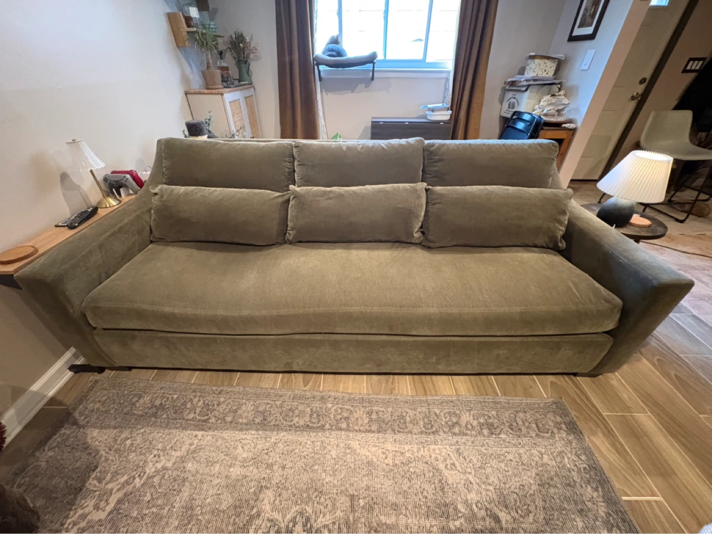 Olive Green Fabric Sofa