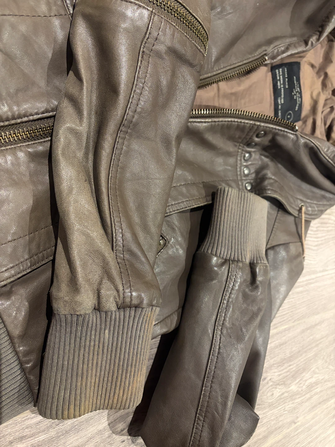 ALLSAINTS "Biker Style" Brown Leather Jacket - Size S - photo 4