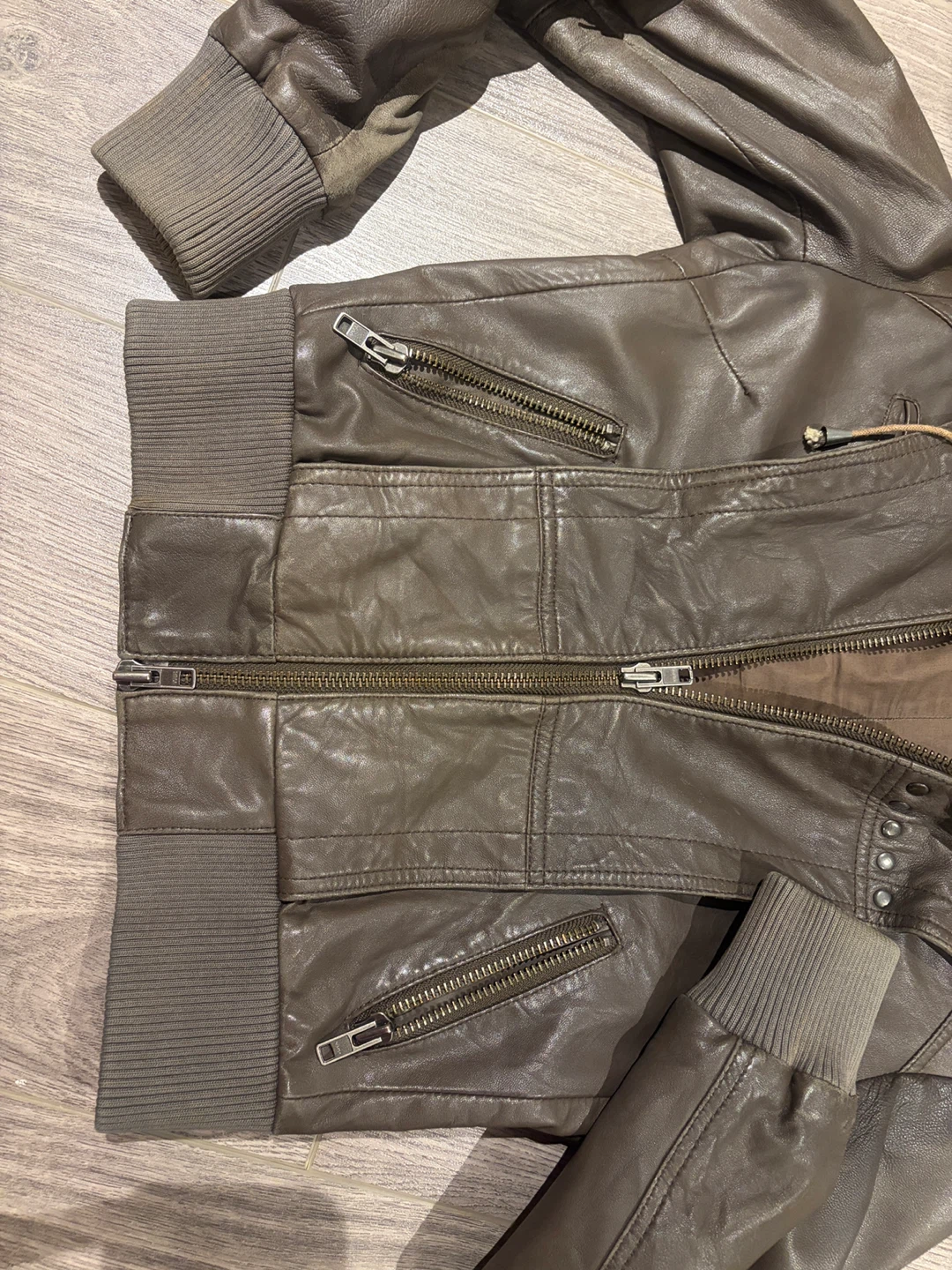 ALLSAINTS "Biker Style" Brown Leather Jacket - Size S - photo 5