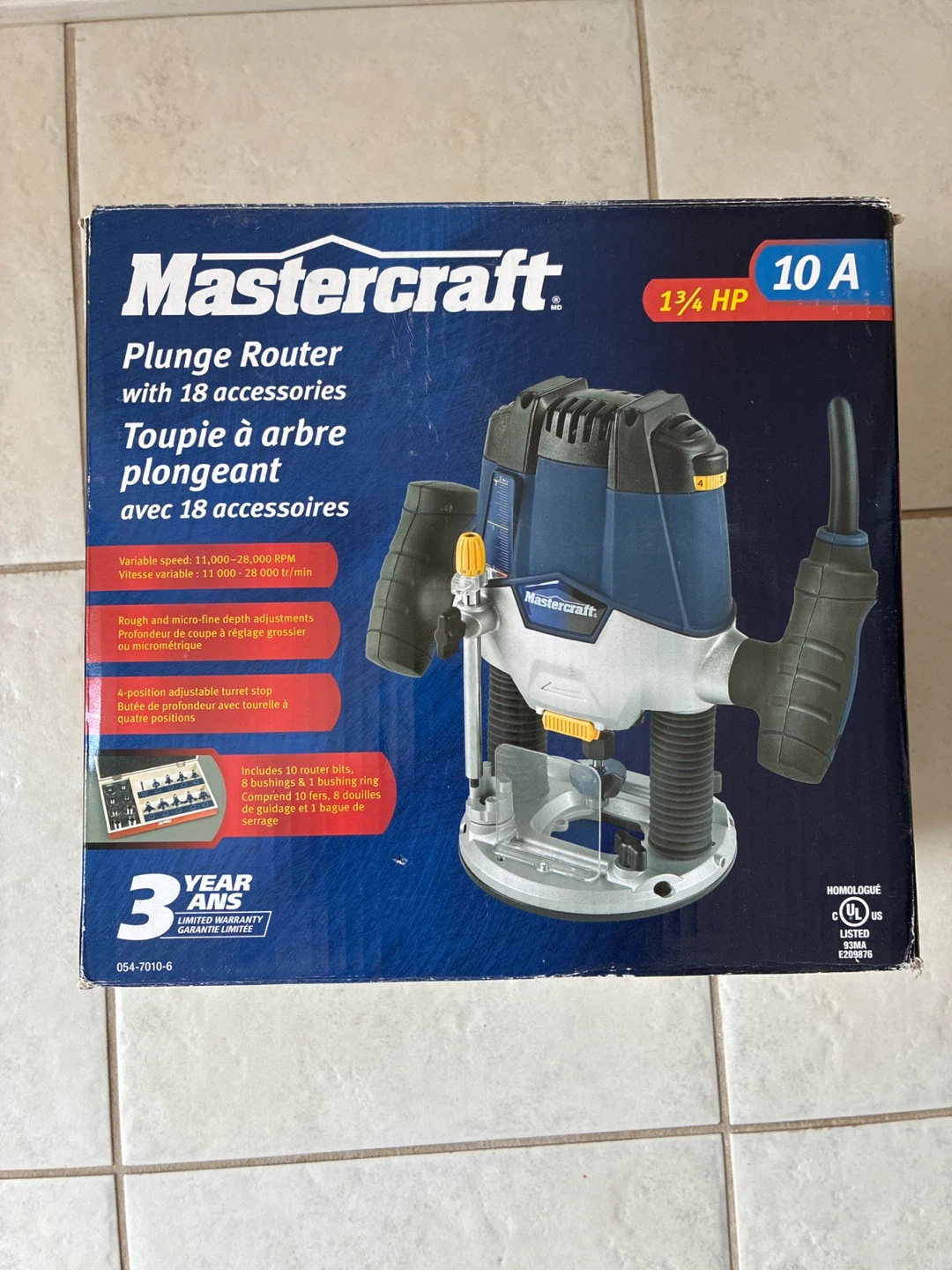 Mastercraft Plunge Router with 18 Accessories