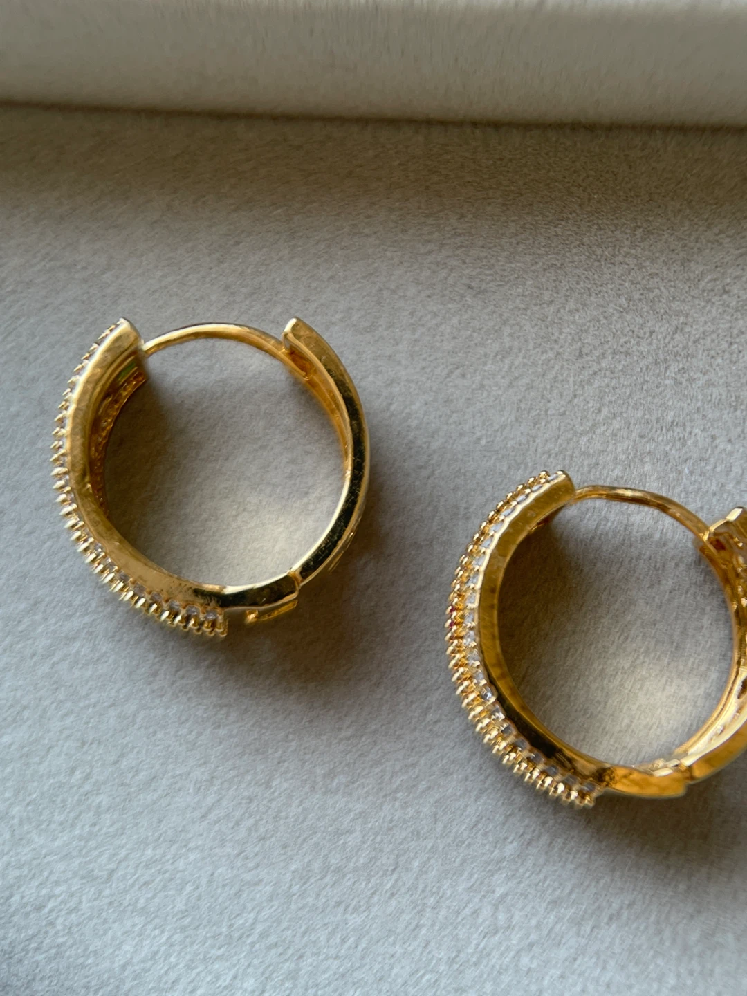 Gold-tone Huggie Hoop Earrings with Rainbow Cubic Zirconia - photo 3