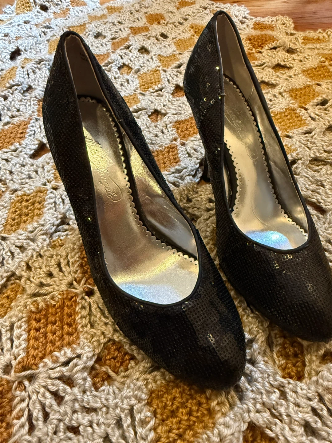 Black Sequin High Heels - photo 2