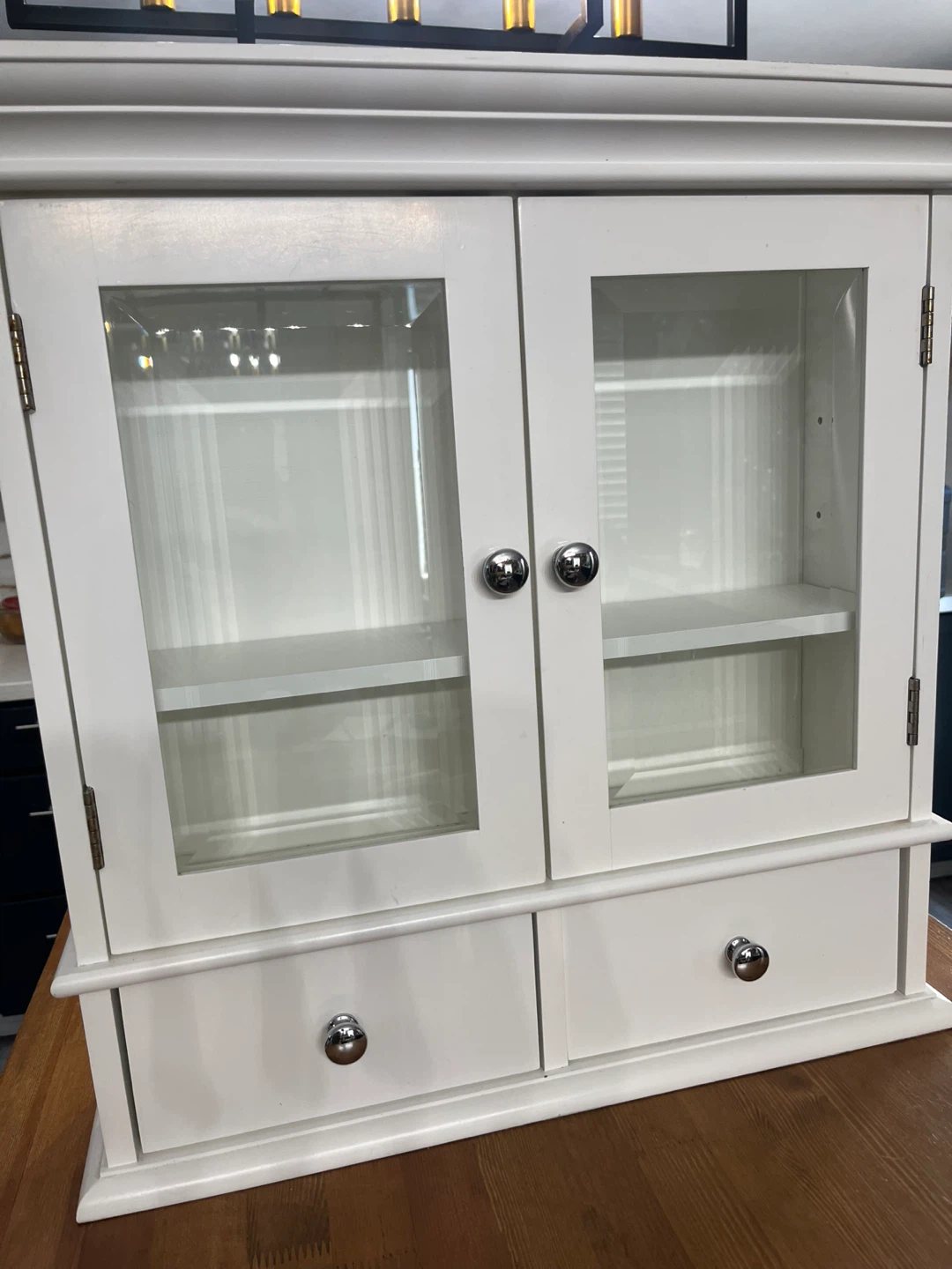 White Wall Mounted Cabinet with Glass Doors - photo 2