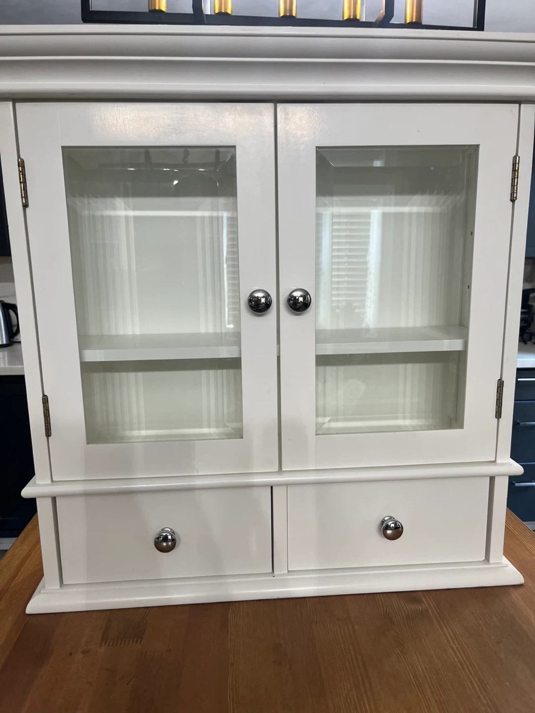 White Wall Mounted Cabinet with Glass Doors