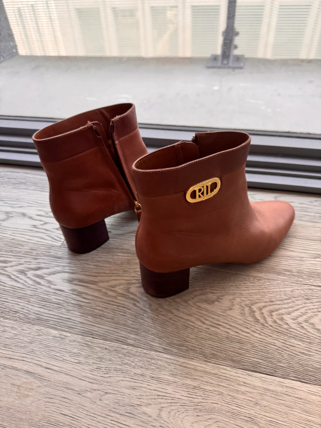 Ralph Lauren Brown Genuine Leather Ankle Boots