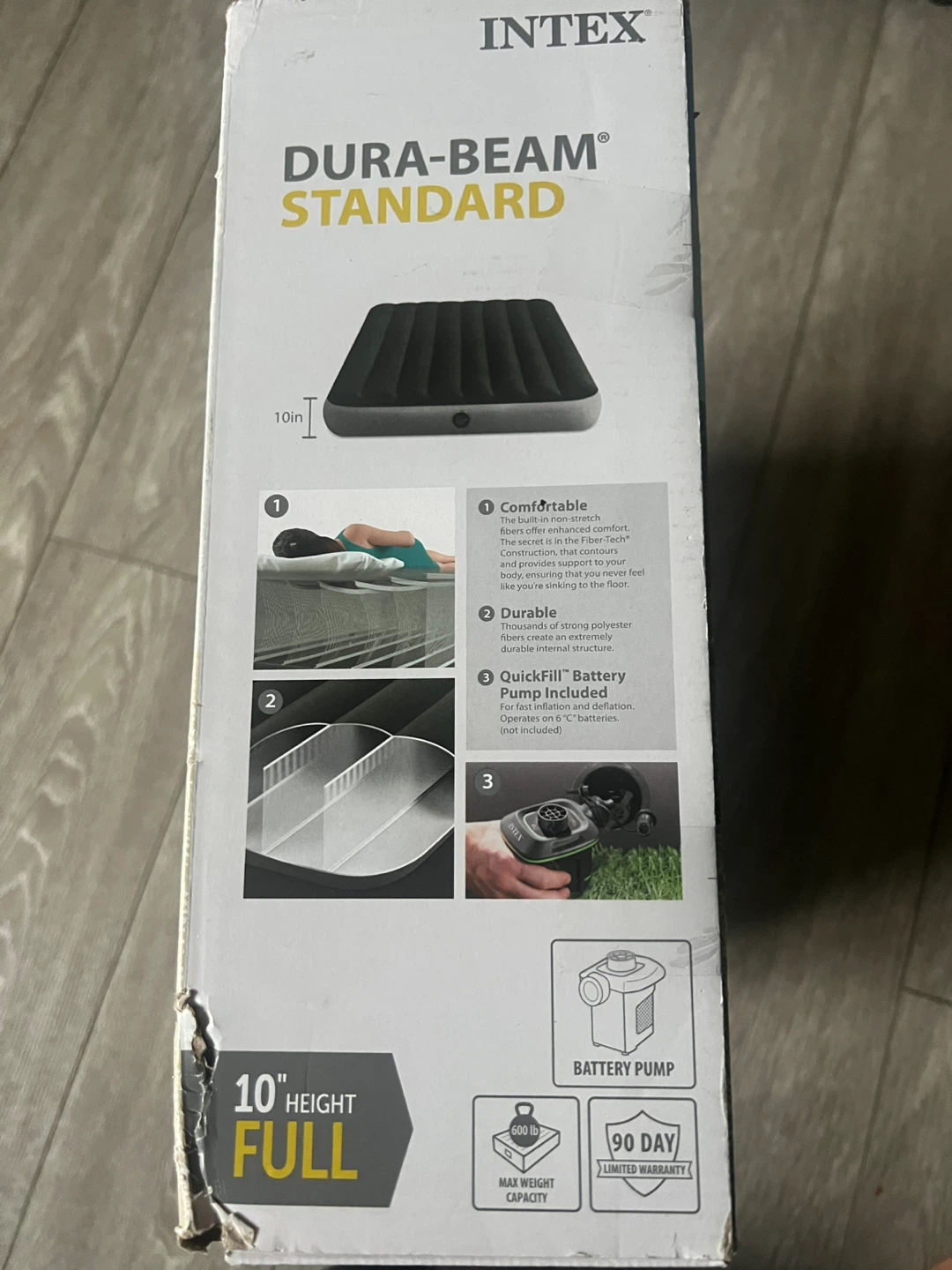 INTEX Dura-Beam Standard Air Mattress Full 10" Height with Pump - photo 2