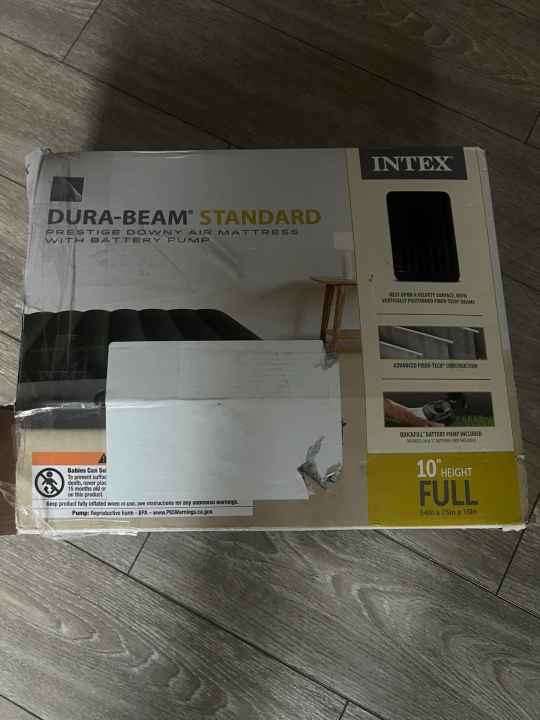 INTEX Dura-Beam Standard Air Mattress Full 10" Height with Pump - photo 3