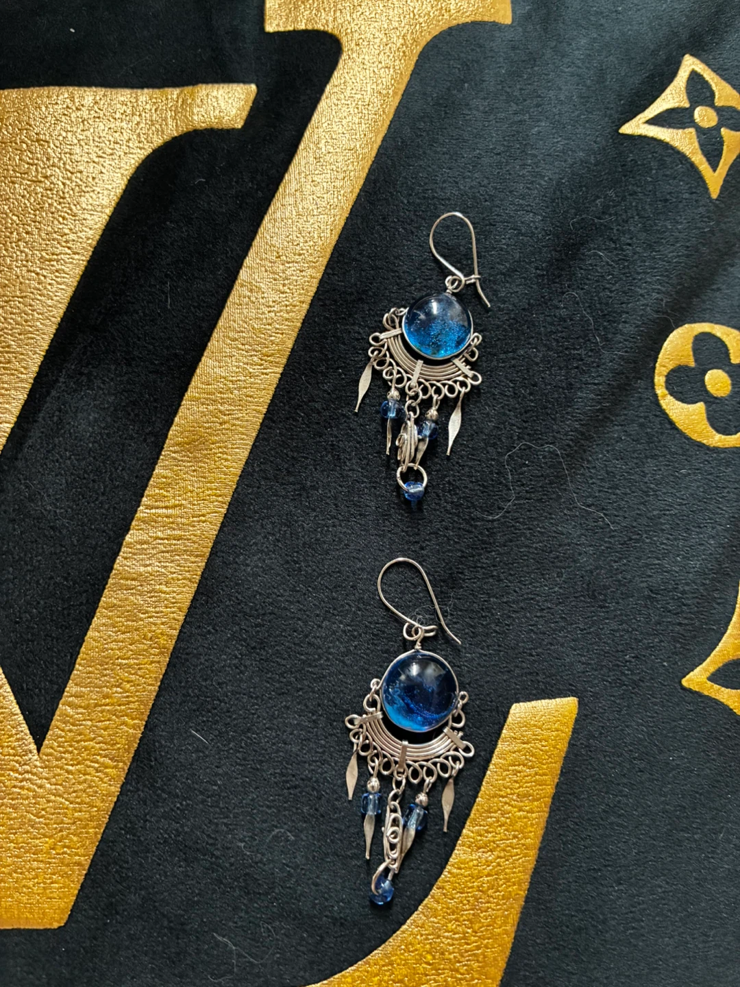 Blue Moon Beaded Dangle Earrings