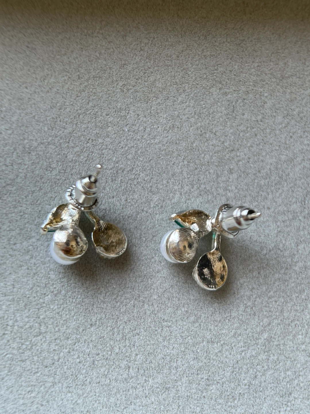 Cherry Stud Earrings with Faux Pearls and Rhinestones - photo 4
