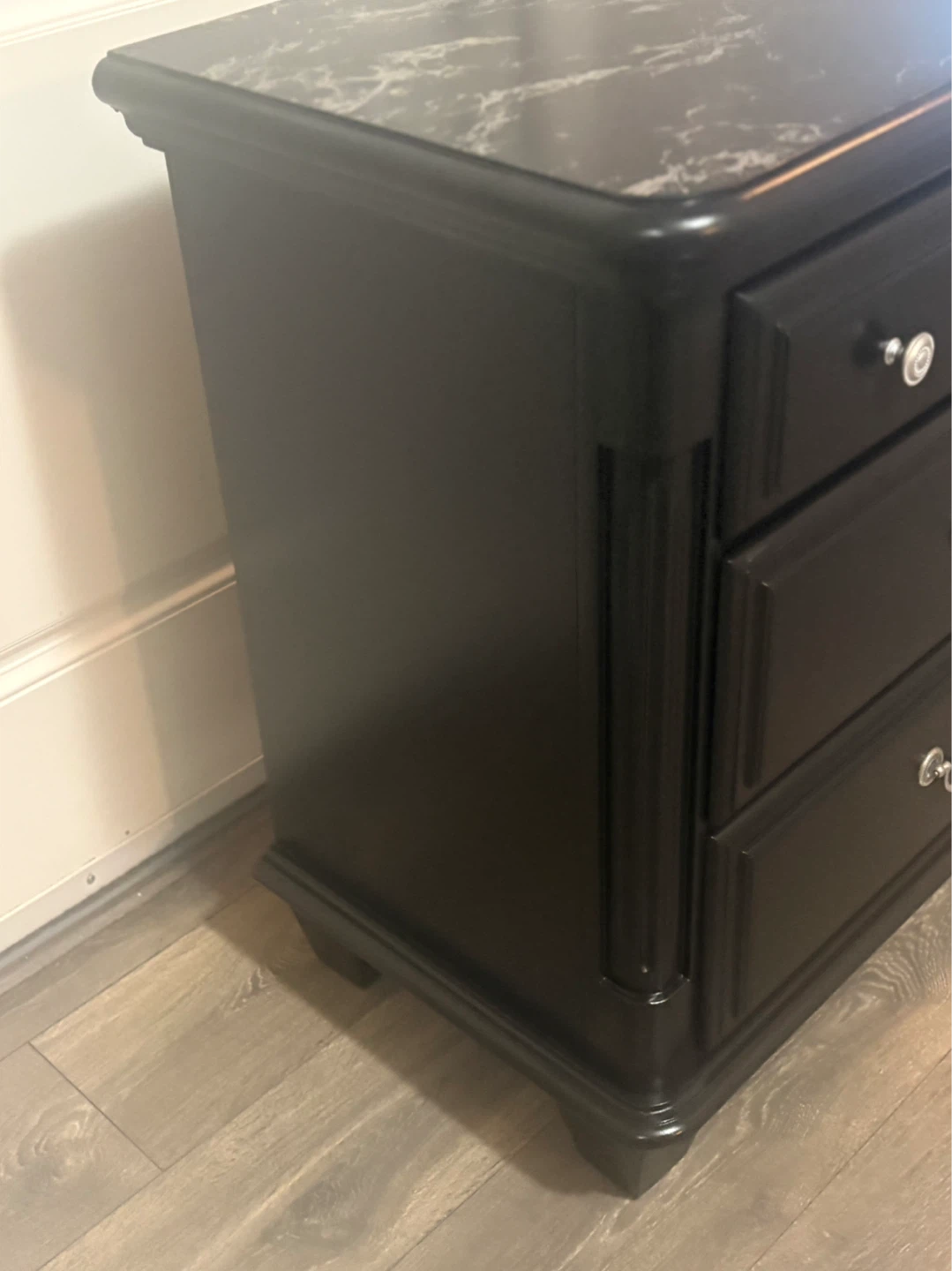 Black 3-Drawer Nightstand - photo 2