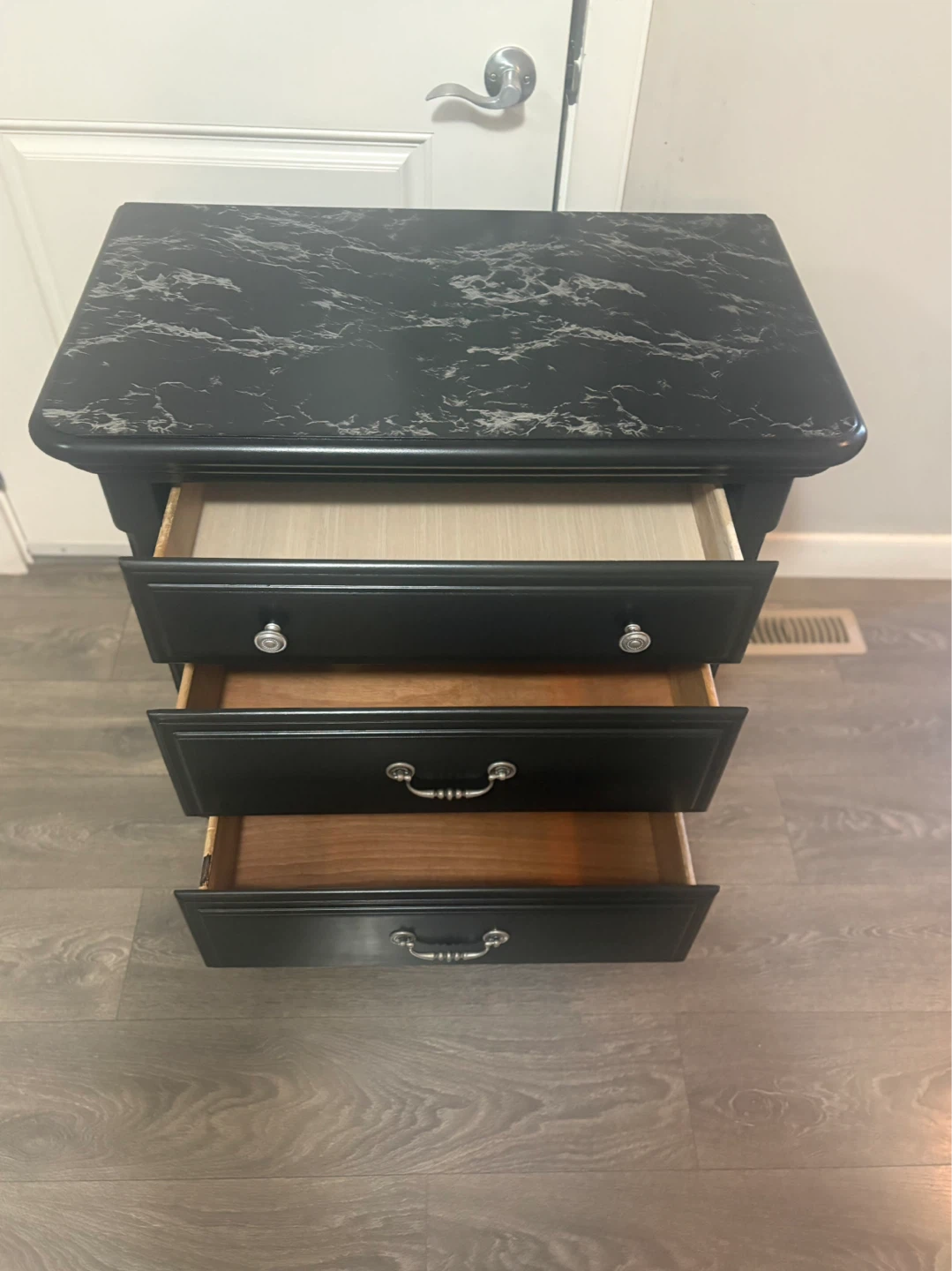 Black 3-Drawer Nightstand - photo 5