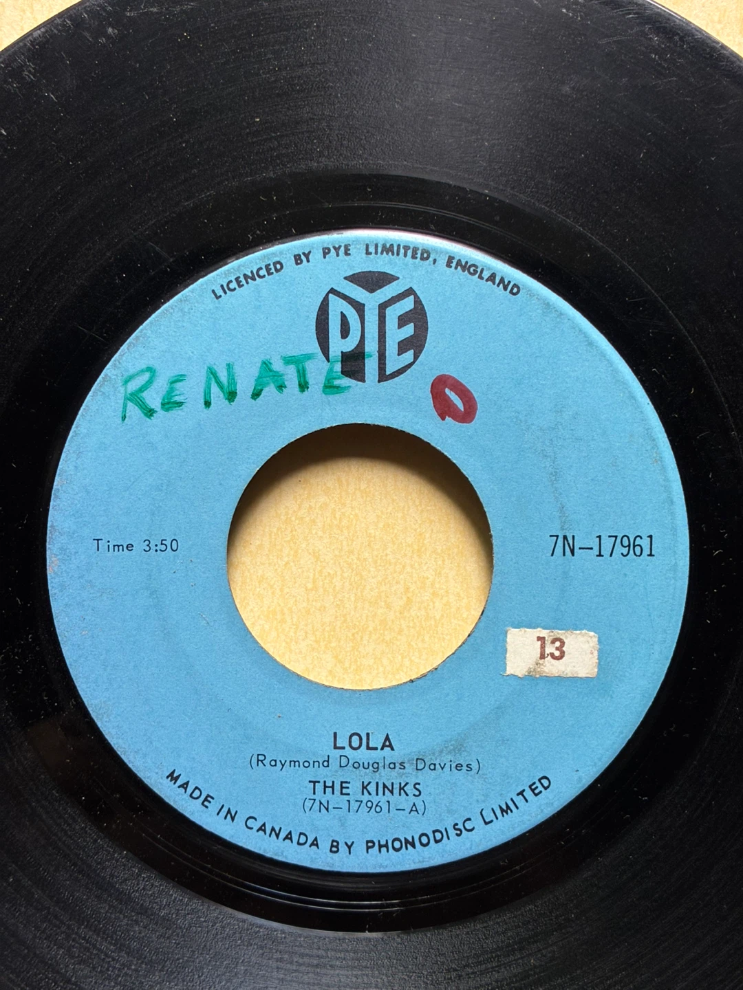 The Kinks – Lola 45 record Lp vinyl single Pye 1970 rock Canada - photo 4
