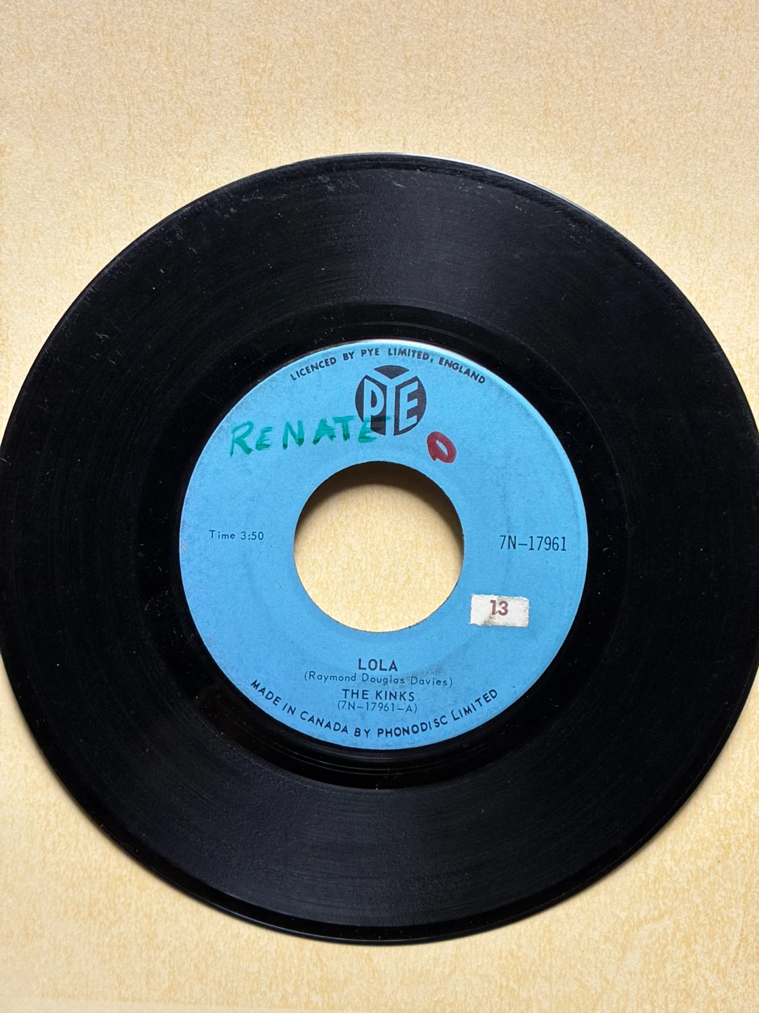 The Kinks – Lola 45 record Lp vinyl single Pye 1970 rock Canada - photo 3