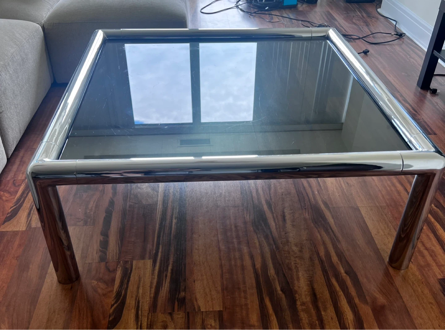 Chrome and Glass Square Coffee Table - photo 3