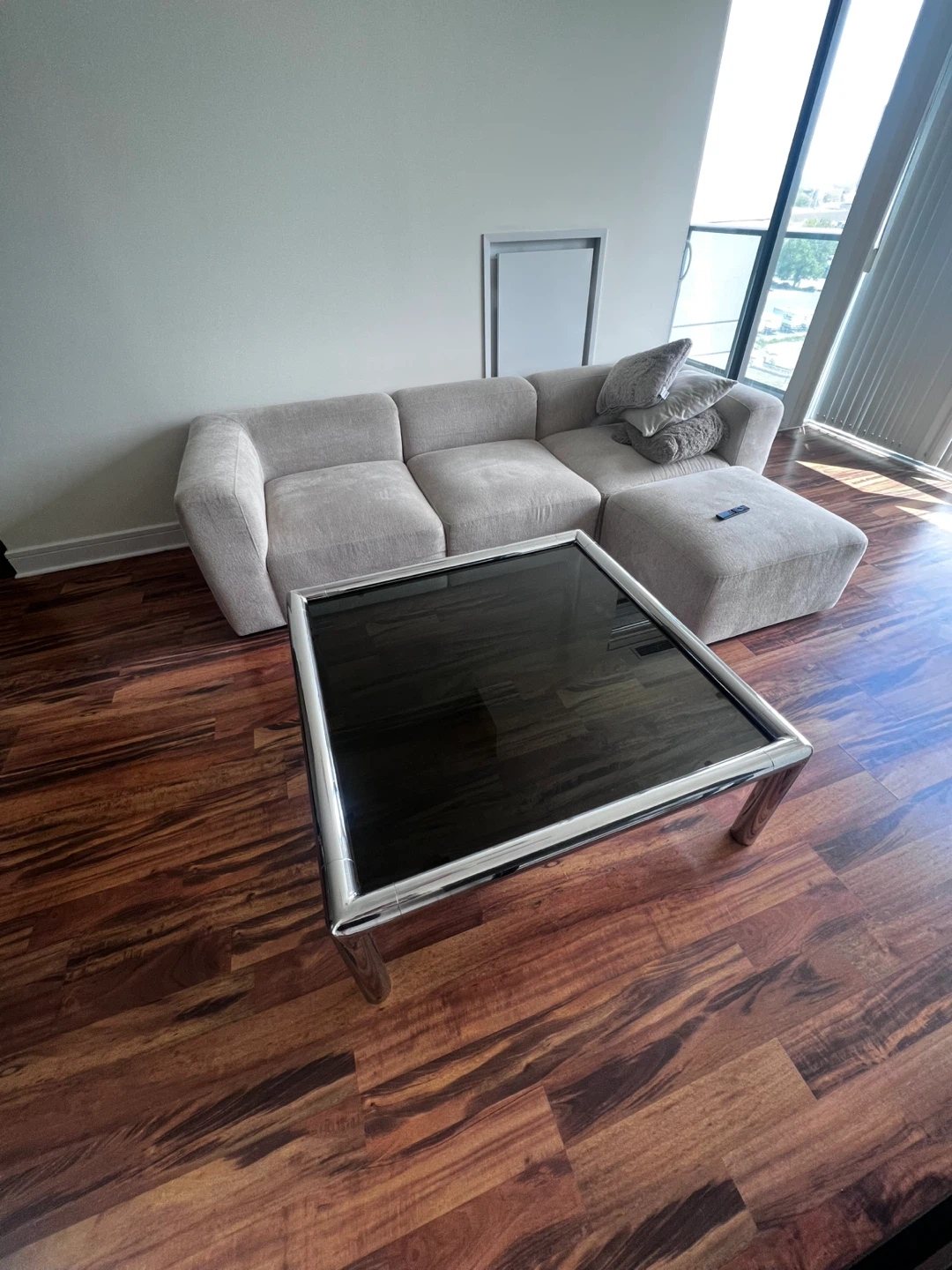 Chrome and Glass Square Coffee Table - photo 2
