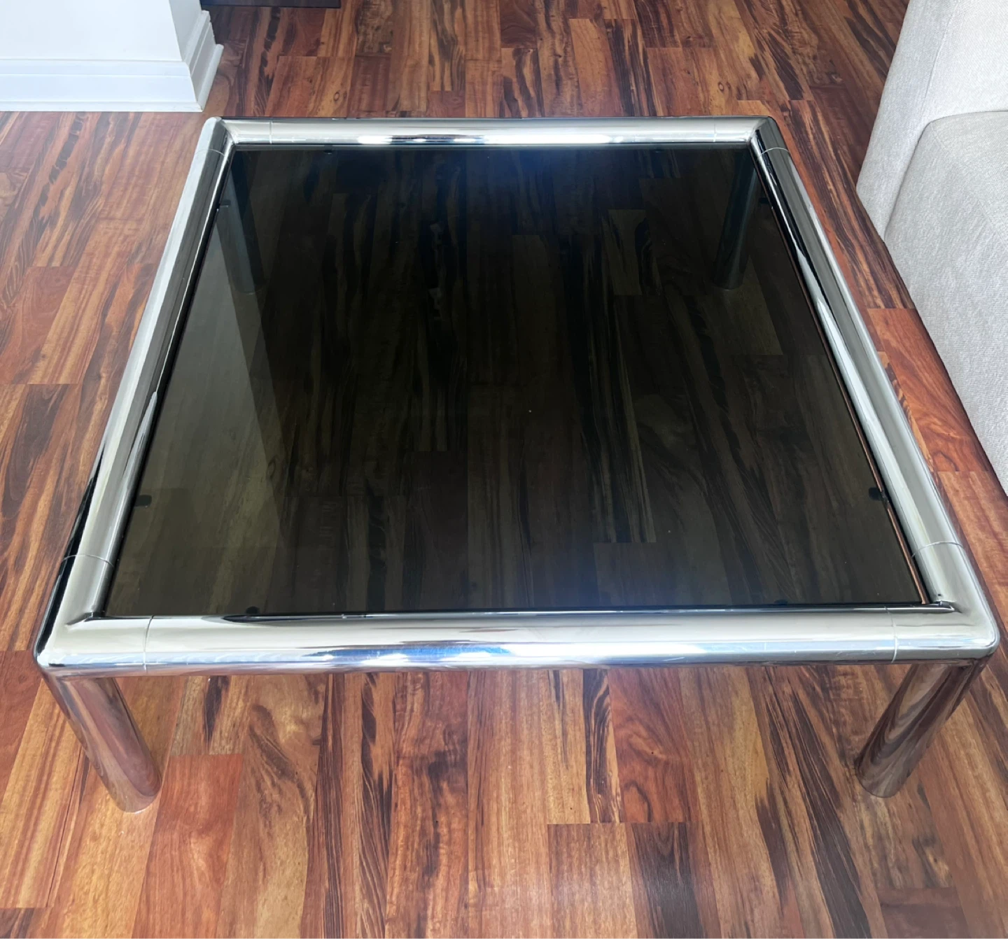 Chrome and Glass Square Coffee Table - photo 5