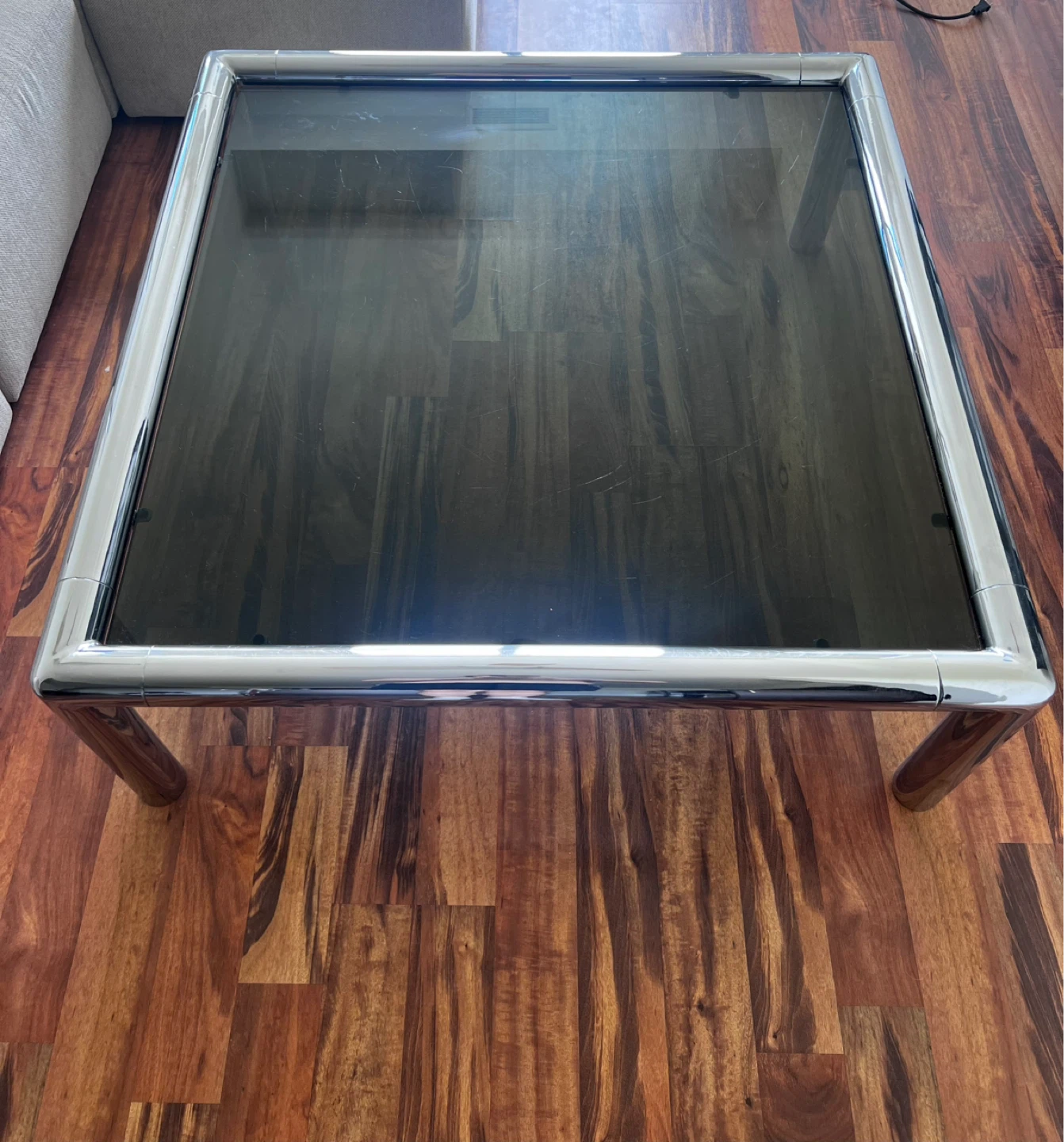 Chrome and Glass Square Coffee Table