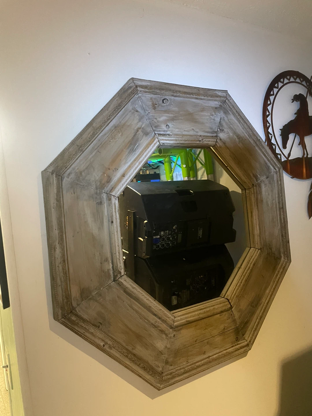 Unique Hexagonal Reclaimed Wood Mirror – Century Style - photo 5