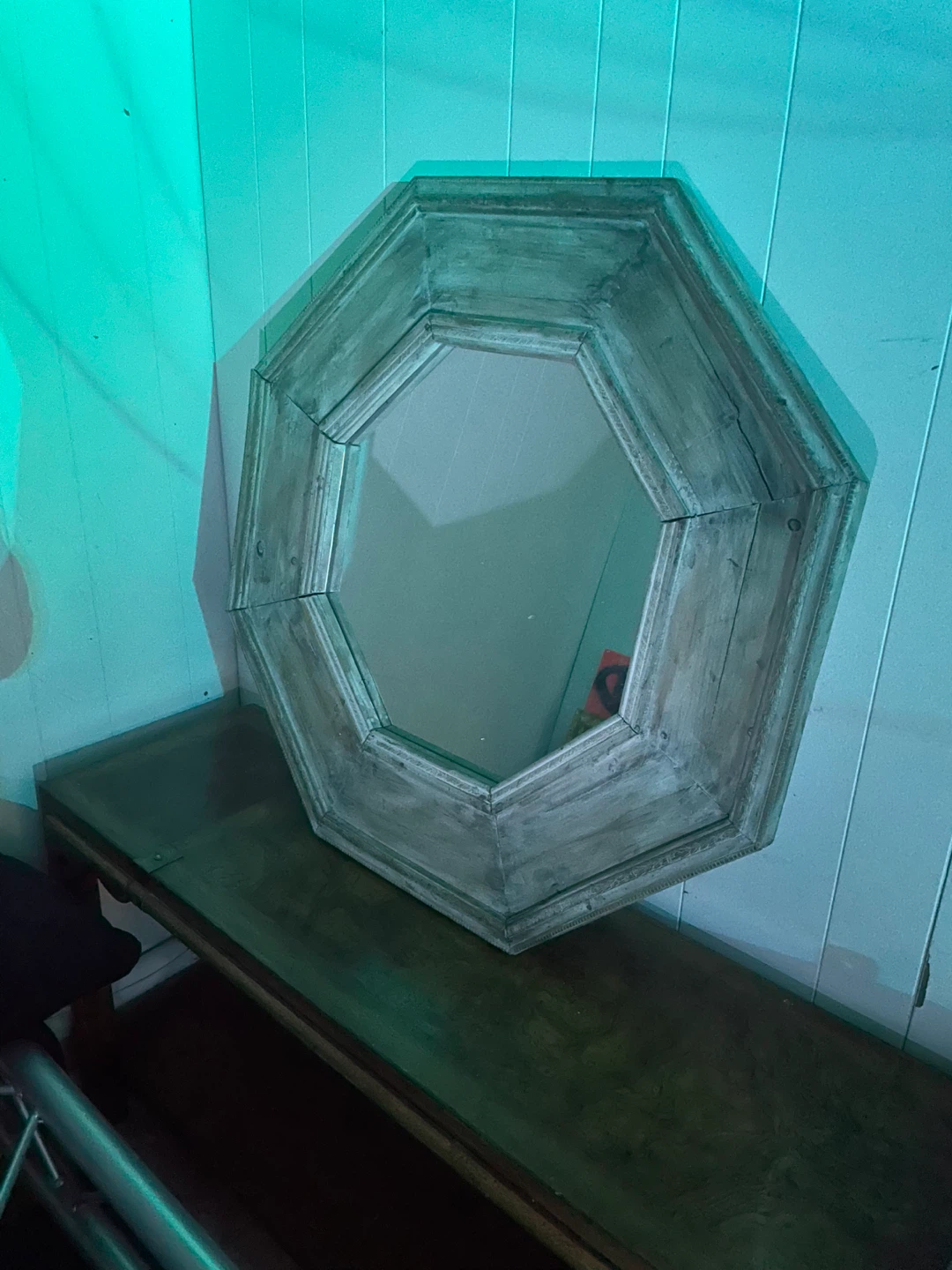 Unique Hexagonal Reclaimed Wood Mirror – Century Style - photo 3