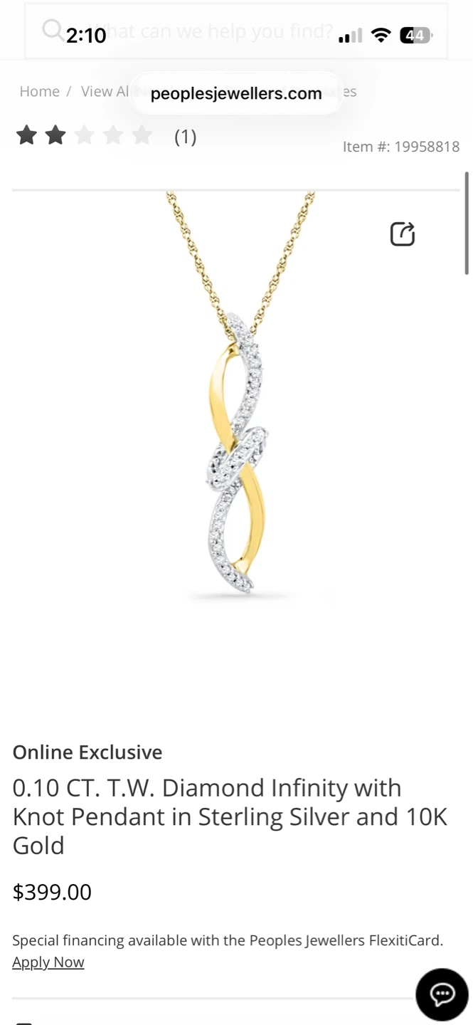 0.10 CT Diamond Infinity Knot Pendant Necklace