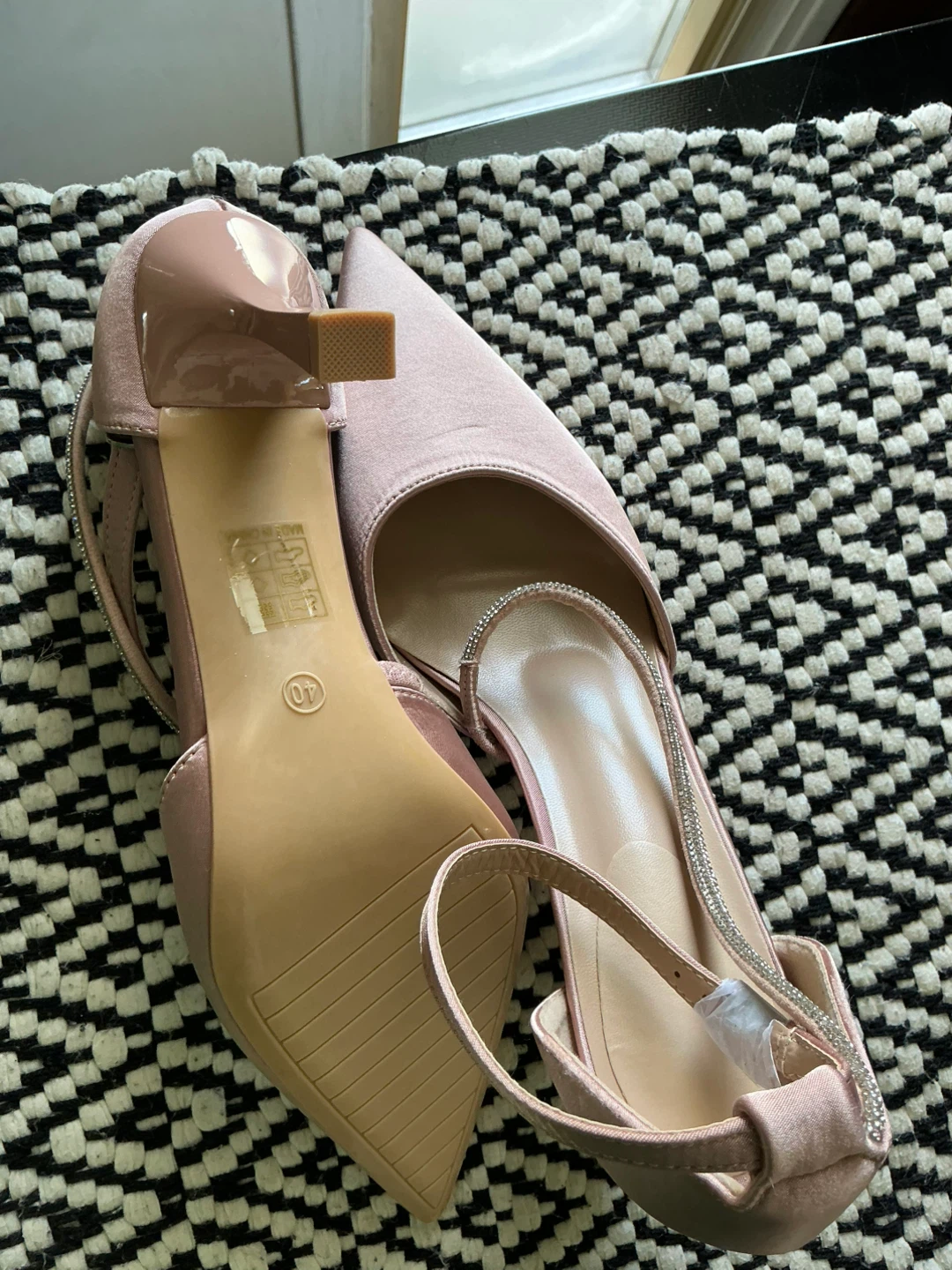Pink Satin Pointed Toe Heels with Ankle Strap size 41 size 9 - photo 2