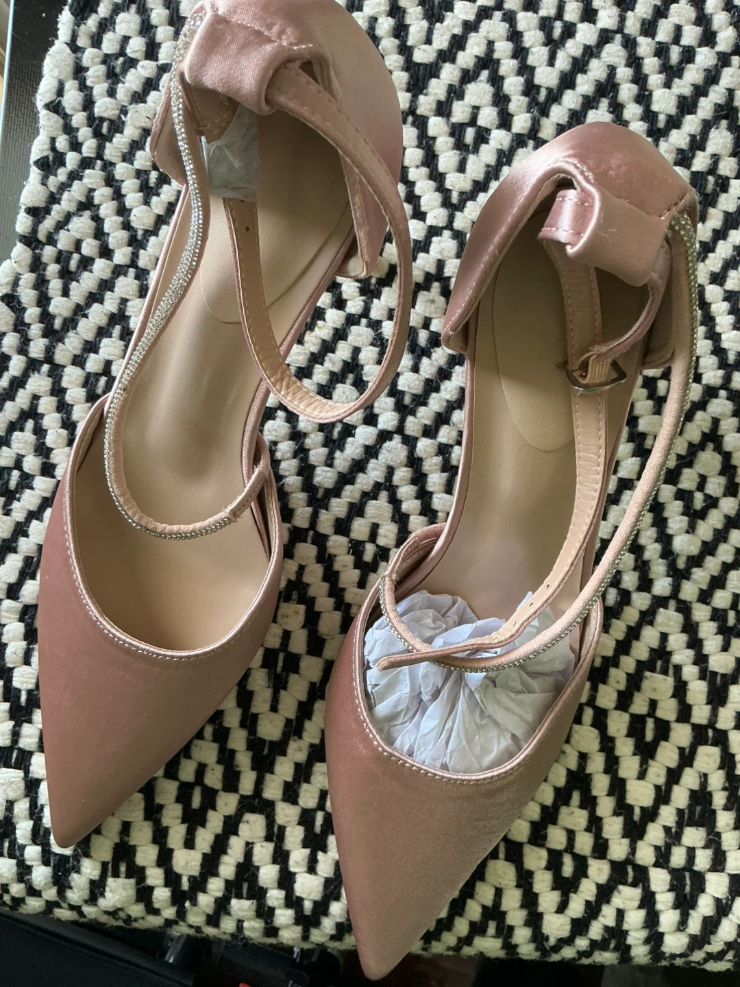 Pink Satin Pointed Toe Heels with Ankle Strap size 41 size 9 - photo 5