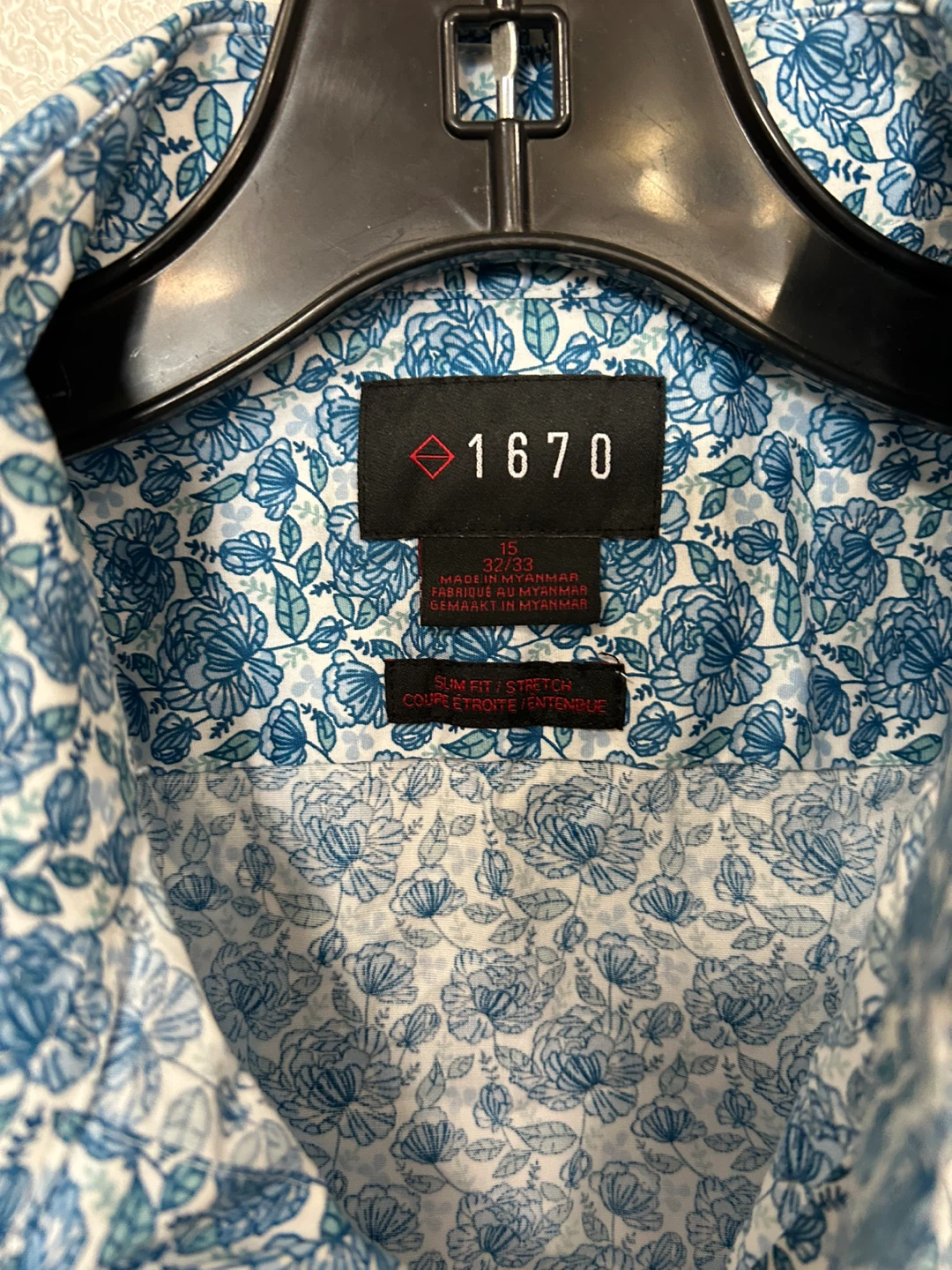 1670 Men's Blue Floral Dress Shirt - Size 15 32/33 - photo 3