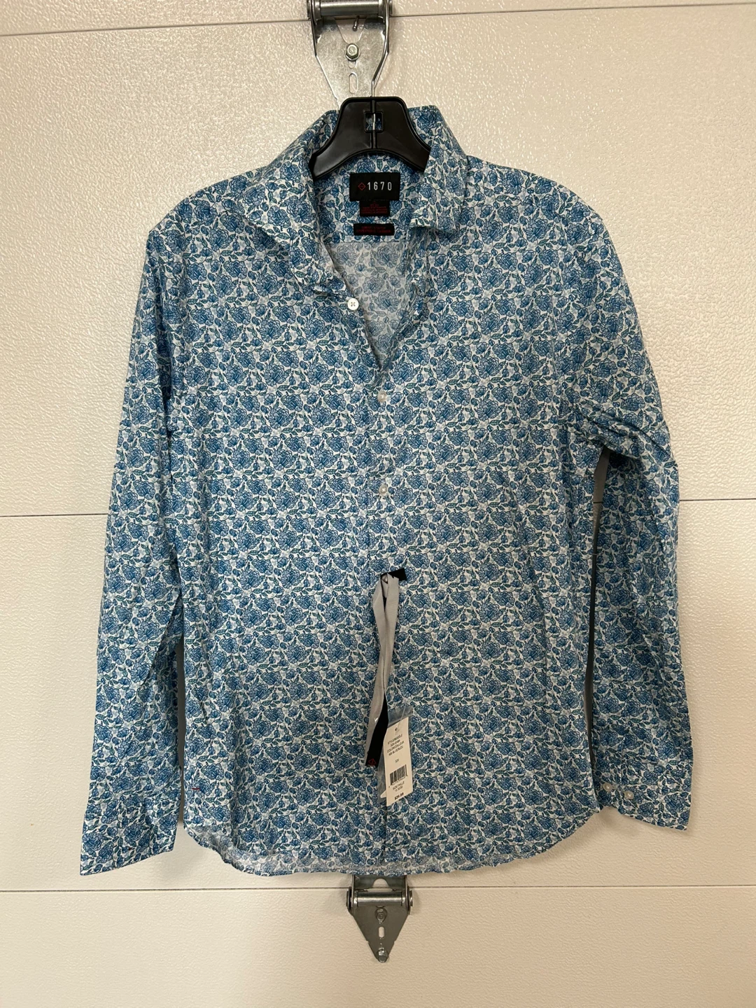 1670 Men's Blue Floral Dress Shirt - Size 15 32/33