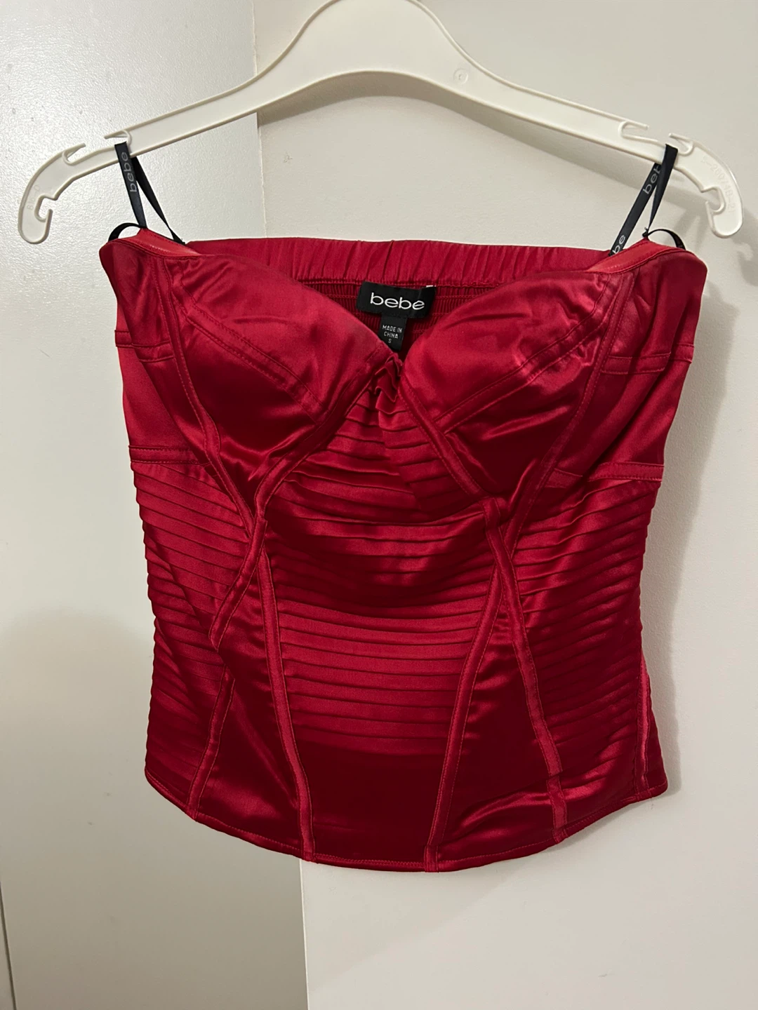 Bebe Red Silk Corset Top