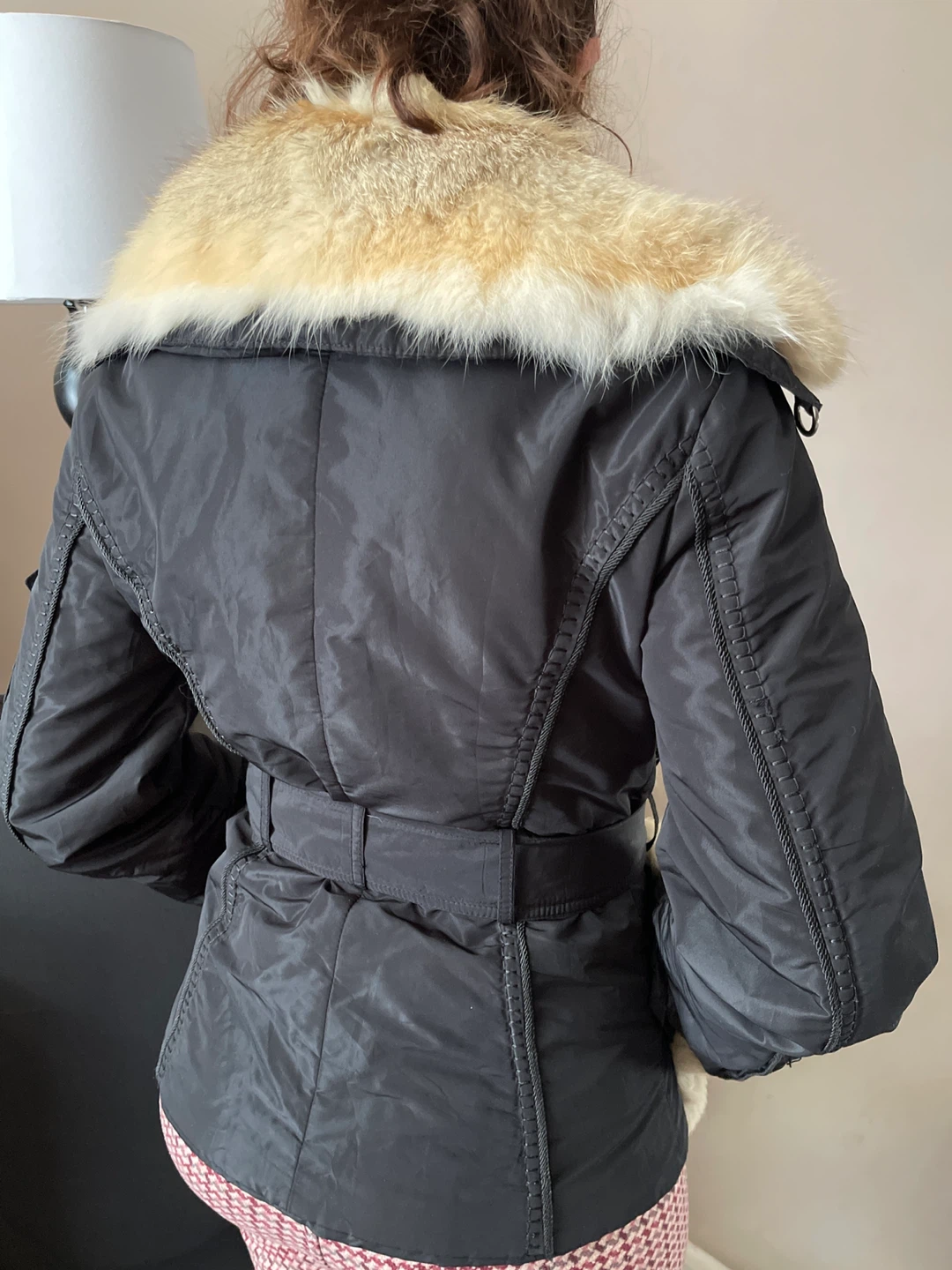 Black Puffer Jacket with Fur Trim - photo 2