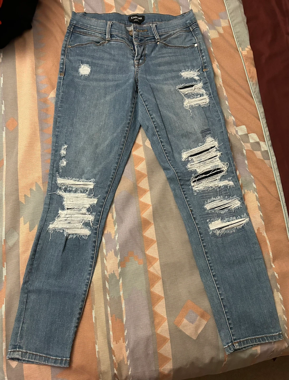 Bebe Distressed Skinny Jeans
