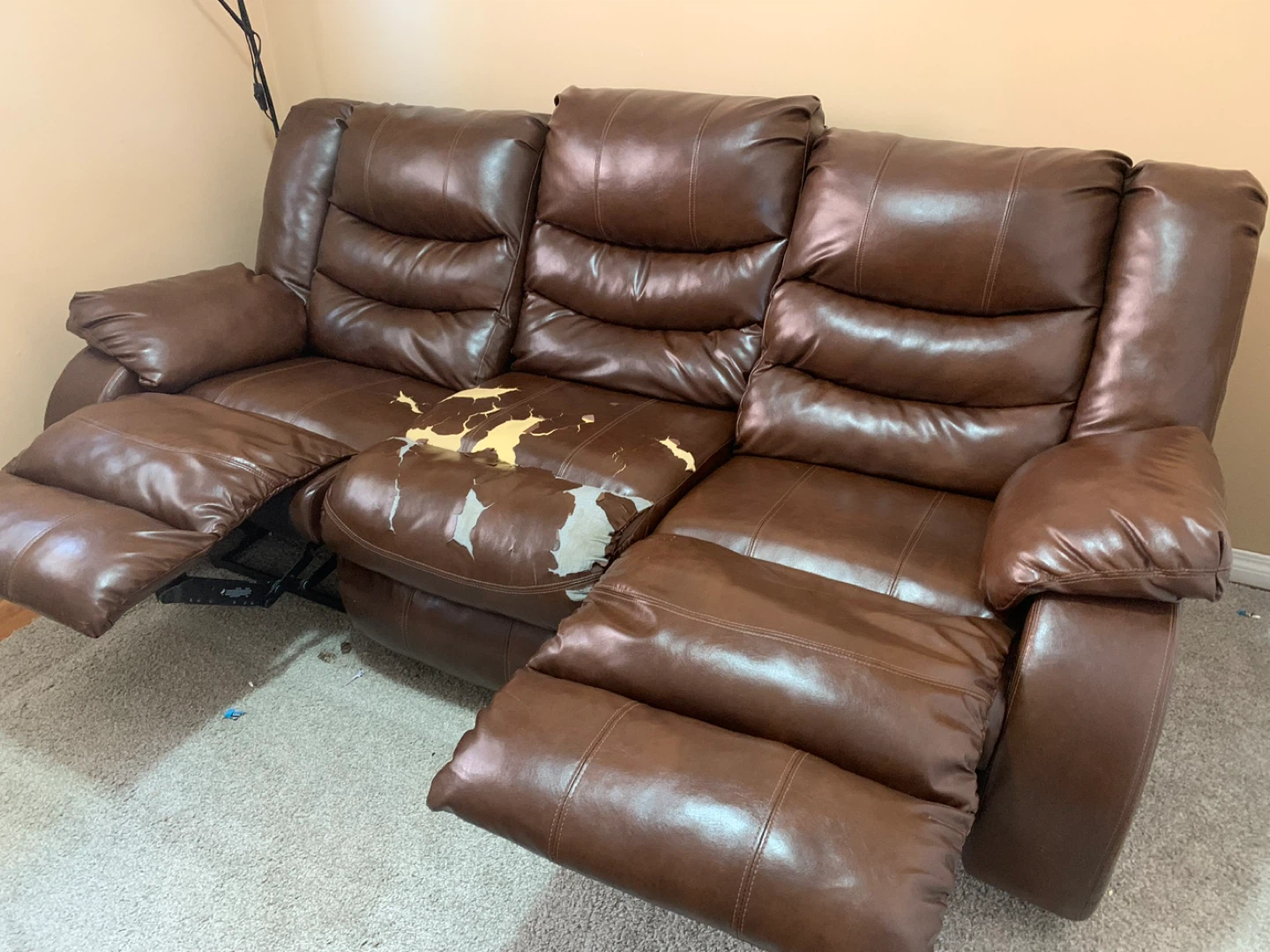 Brown Reclining Sofa - photo 3