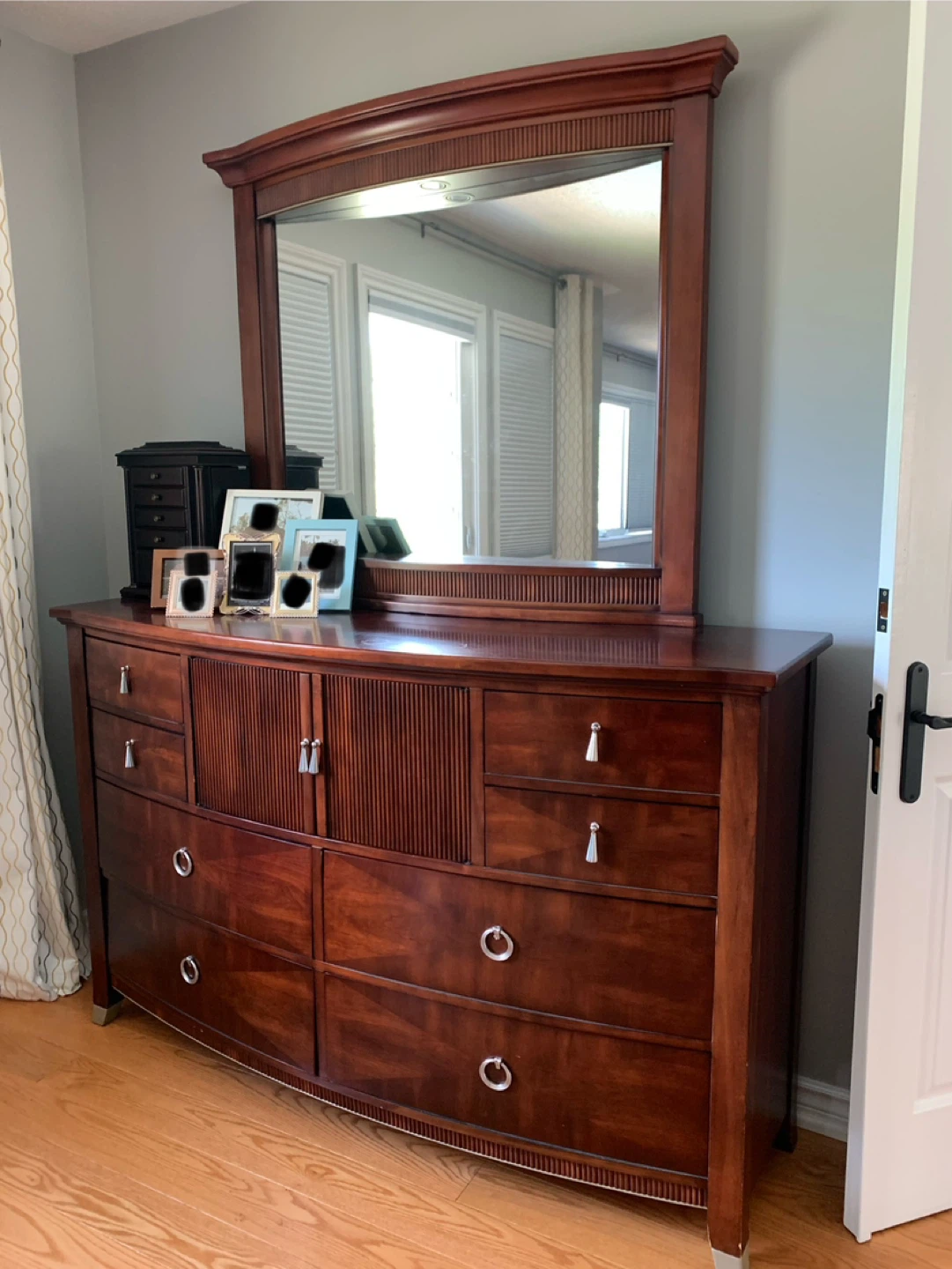 Wood Dresser with Mirror and Light