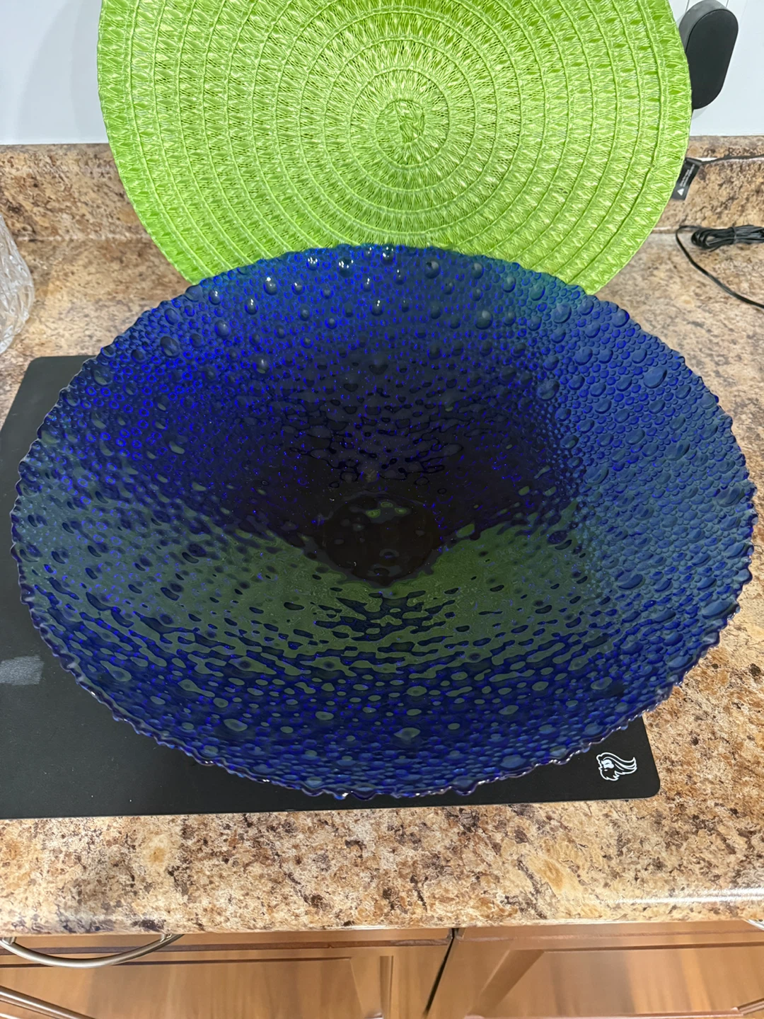Blue and Glass Pitcher and Serving Bowl Set