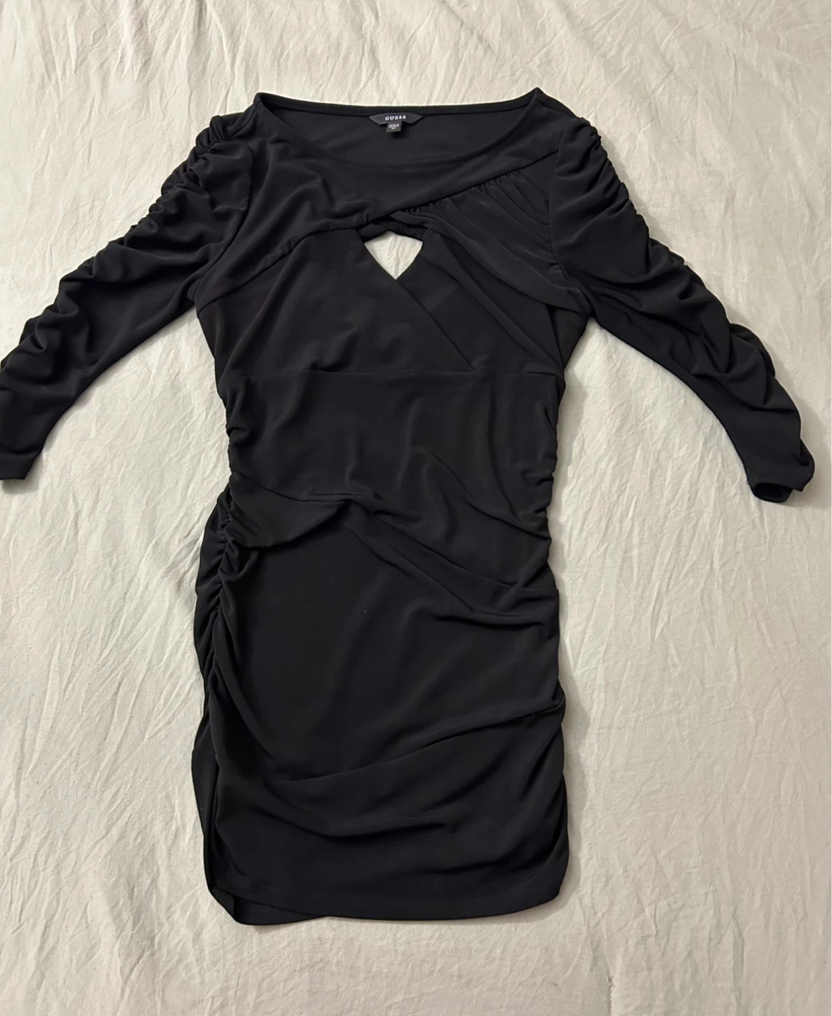 GUESS Black Ruched Cutout Top XS