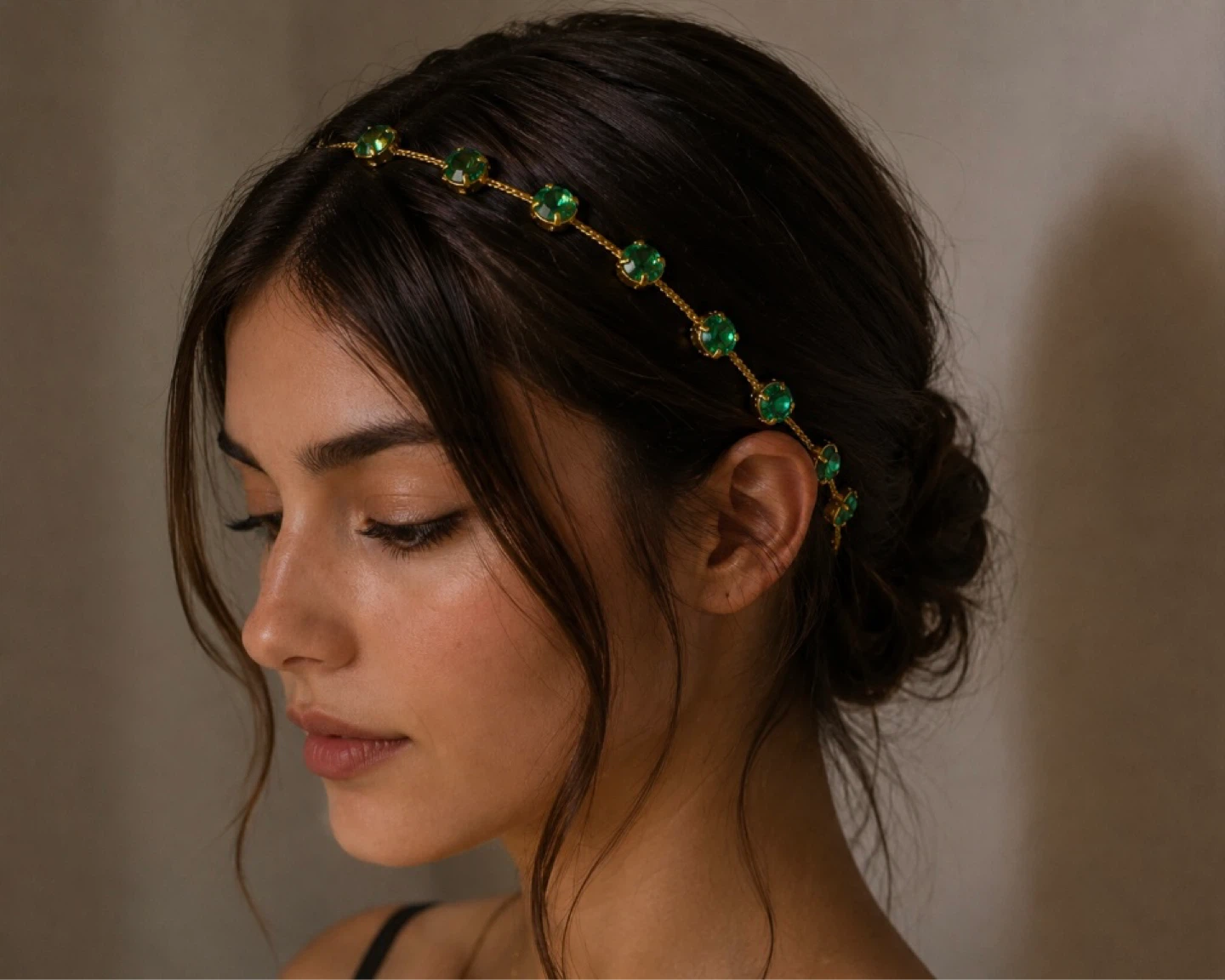 💚Elegant Green Gold Hair Accessory for Brides Wedding