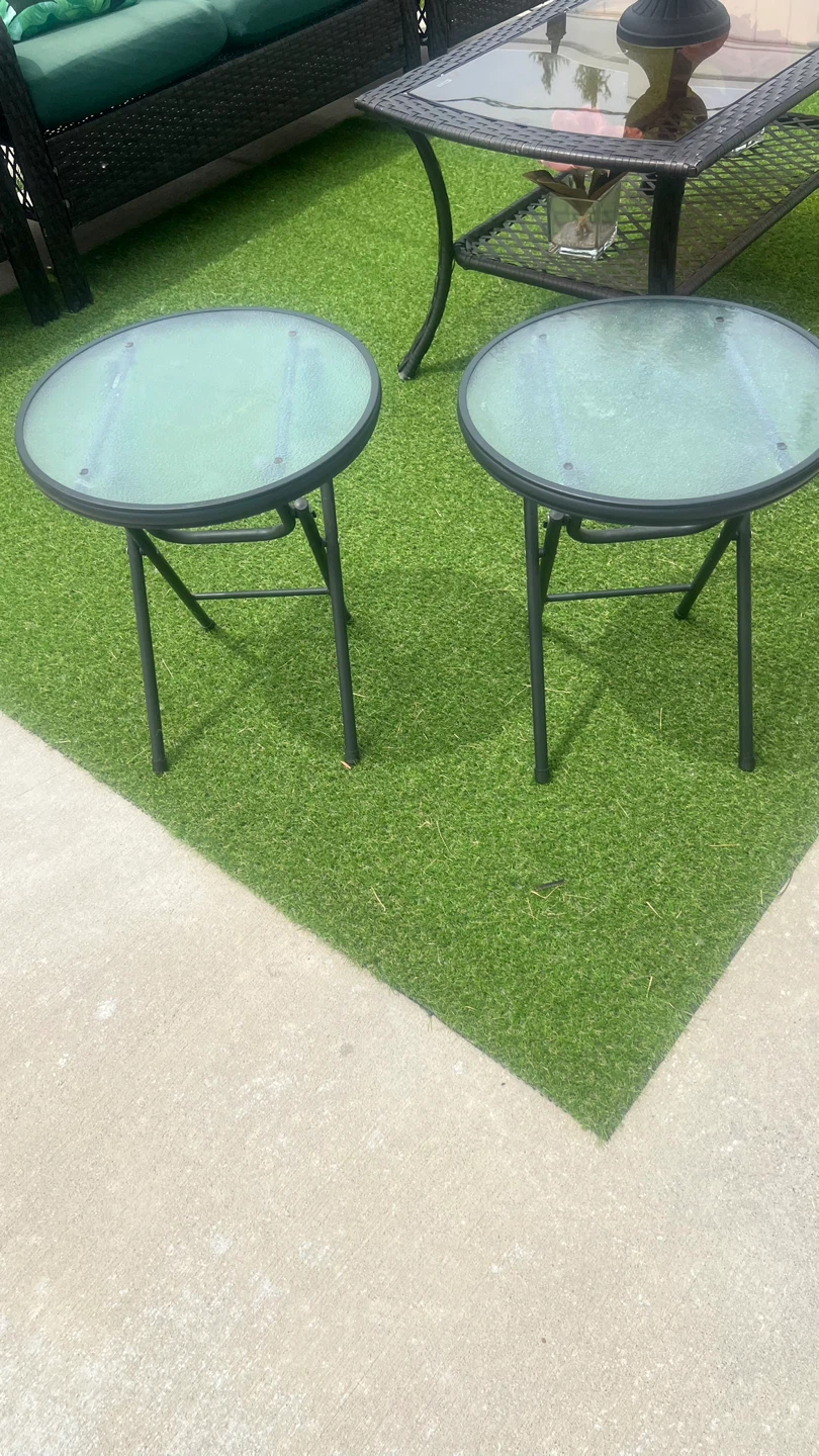Round Folding Glass Top Side Tables - photo 3