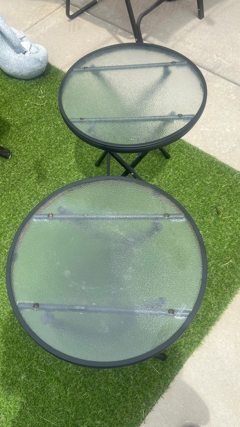 Round Folding Glass Top Side Tables - photo 4
