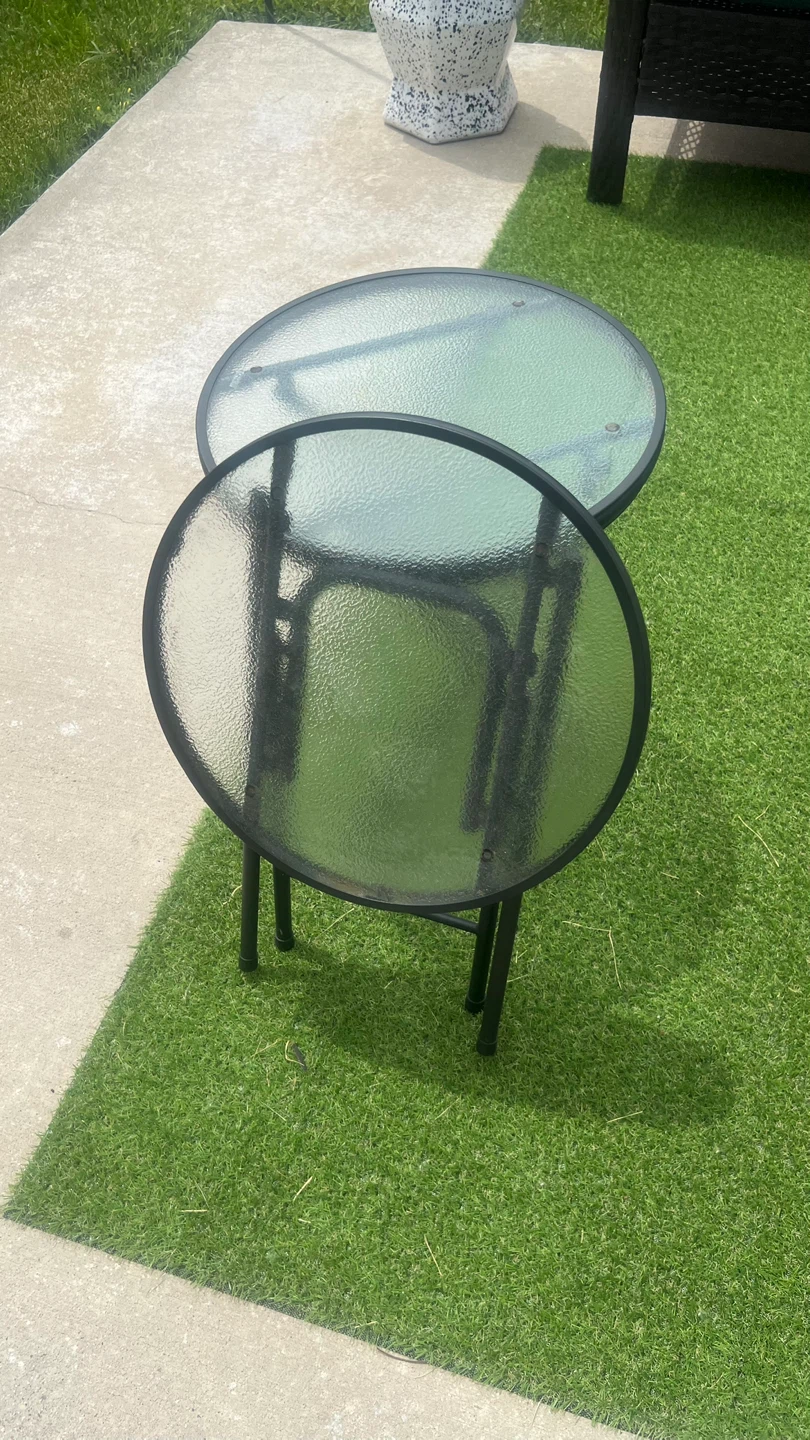 Round Folding Glass Top Side Tables